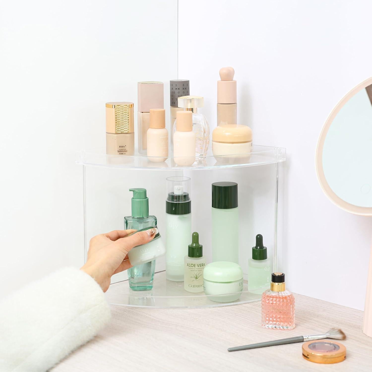 Estante de Esquina Acrílico Transparente Yieach 2 Niveles 23.37 cm