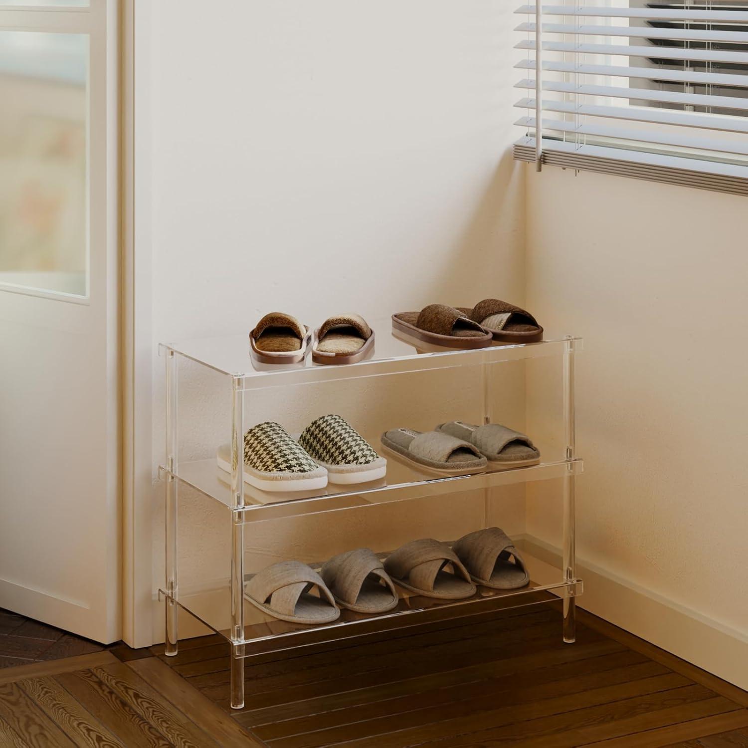 Estante para Zapatos Acrílico Aquiver 3 Niveles 65x30x51.5 cm