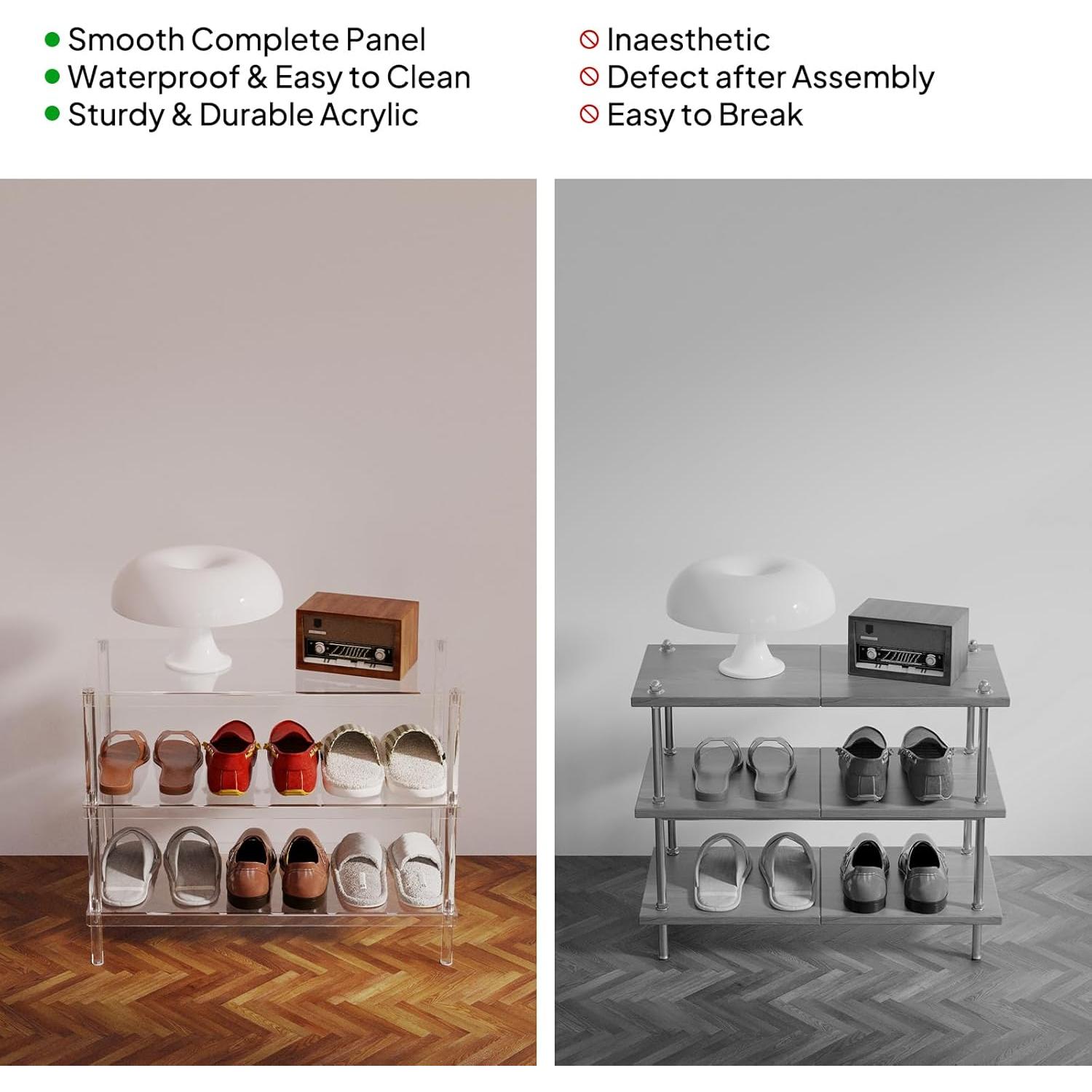 Estante para Zapatos Acrílico Aquiver 3 Niveles 65x30x51.5 cm