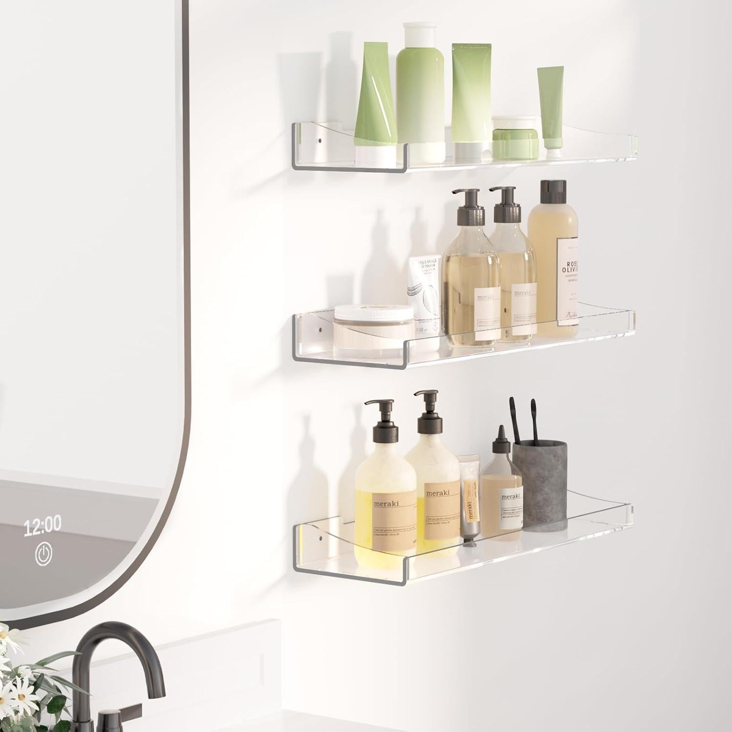 Estantes Flotantes de Acrílico Poerlve - 3 Paquete Transparente