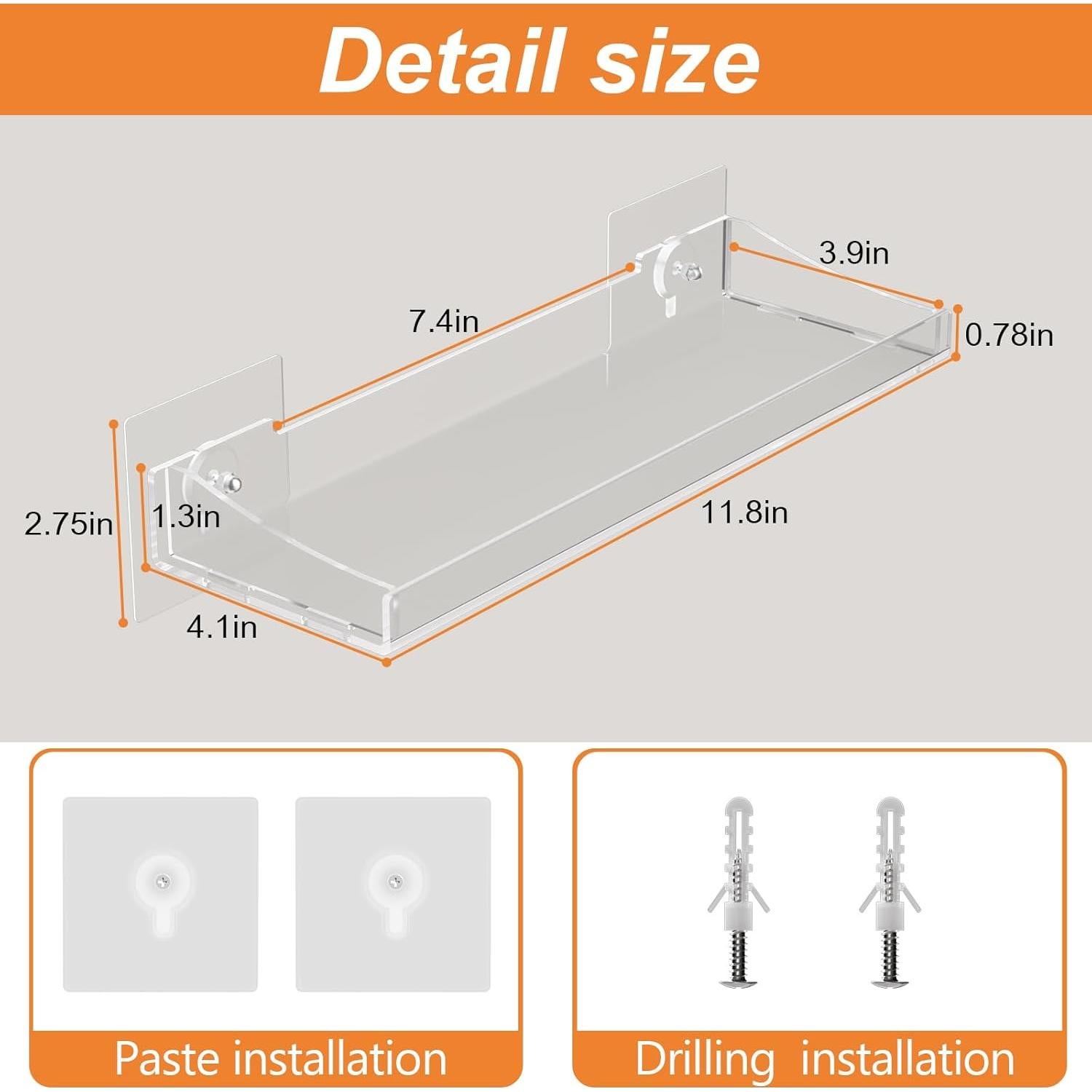 Estantes Flotantes de Acrílico Poerlve - 3 Paquete Transparente