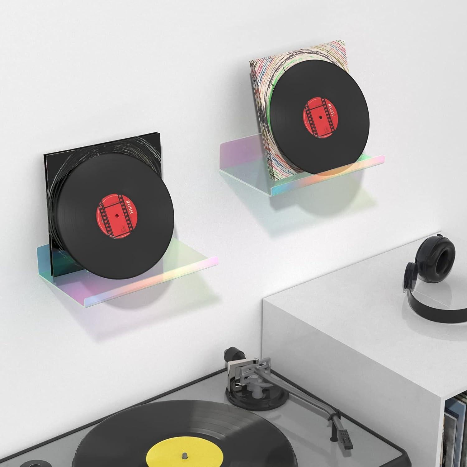 Estante Flotante Acrílico Iridiscente NiHome 20.1x11.4cm 2 Pzs