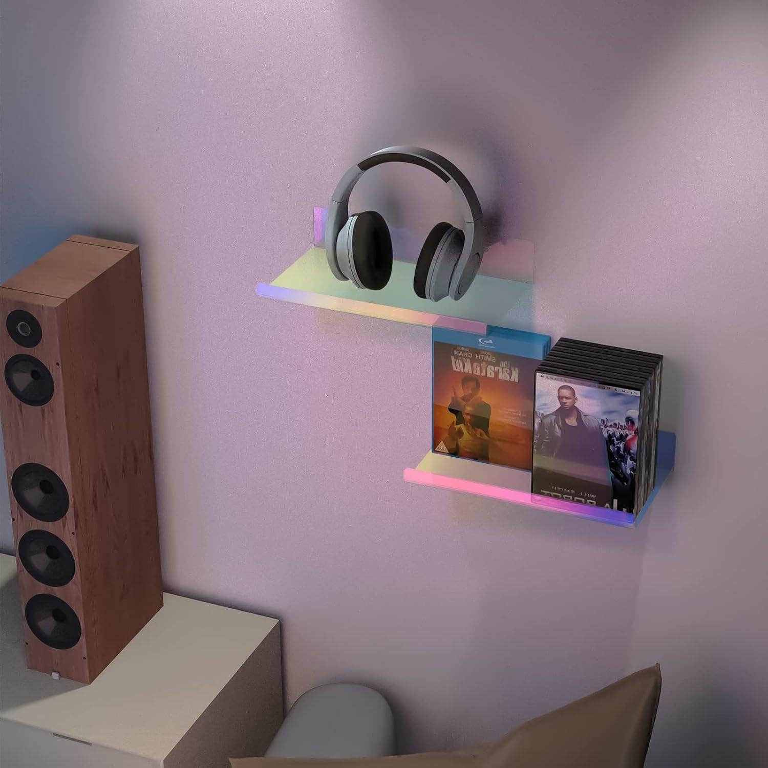 Estante Flotante Acrílico Iridiscente NiHome 20.1x11.4cm 2 Pzs