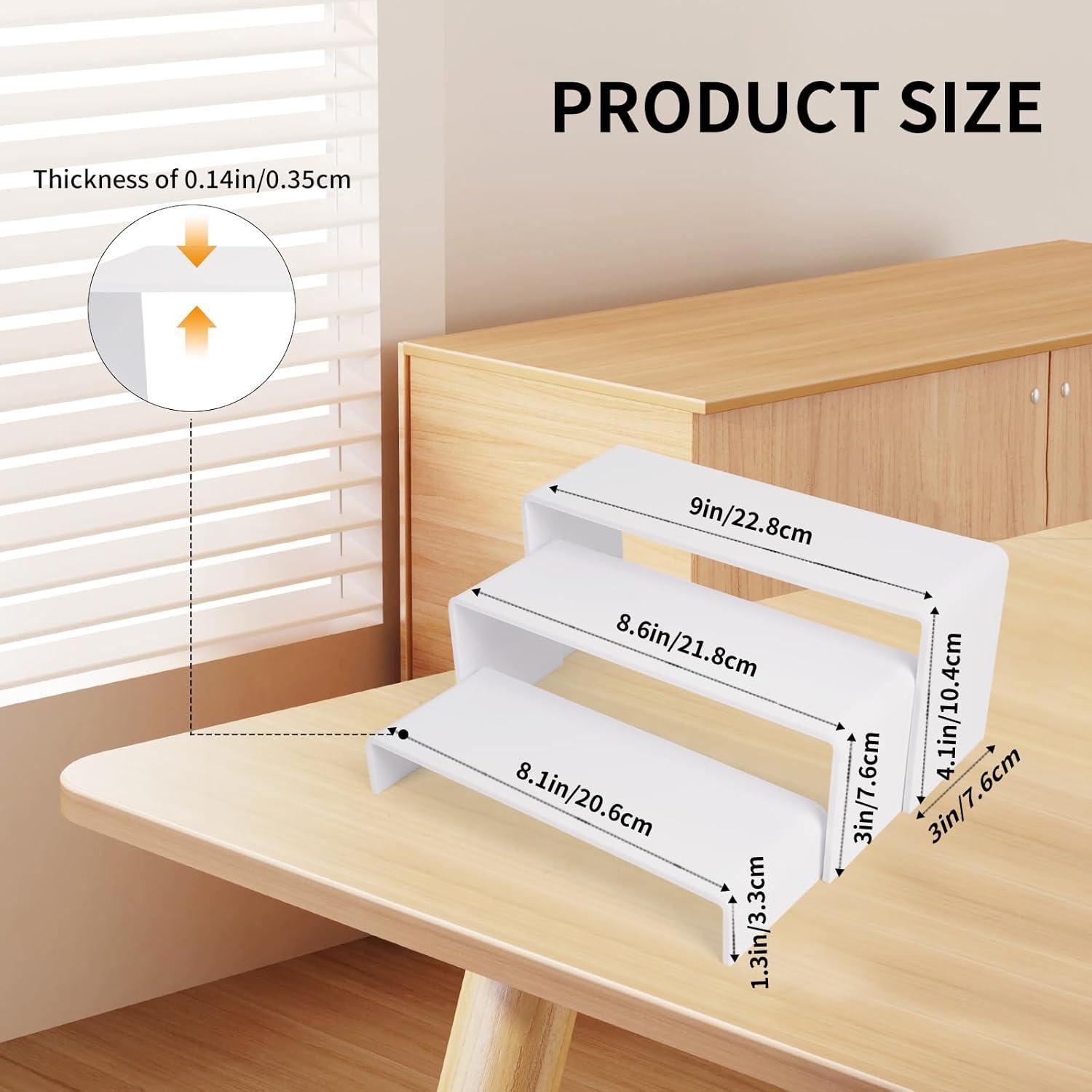 Soporte de Exhibición Acrílico Blanco 2 Niveles 25.4x25.4cm