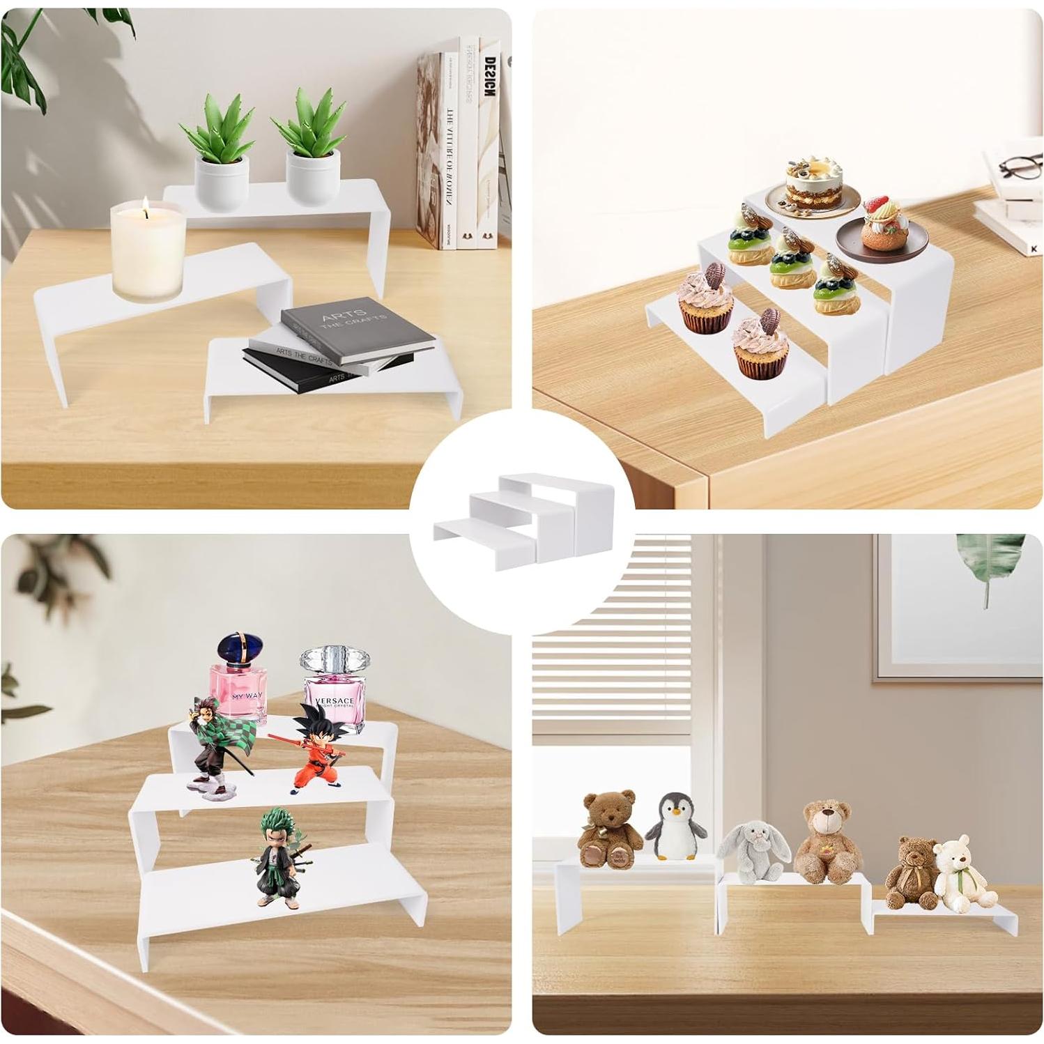 Soporte de Exhibición Acrílico Blanco 2 Niveles 25.4x25.4cm