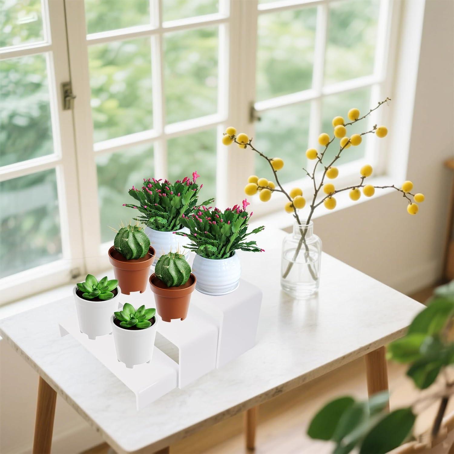 Soporte de Exhibición Acrílico Blanco 2 Niveles 25.4x25.4cm