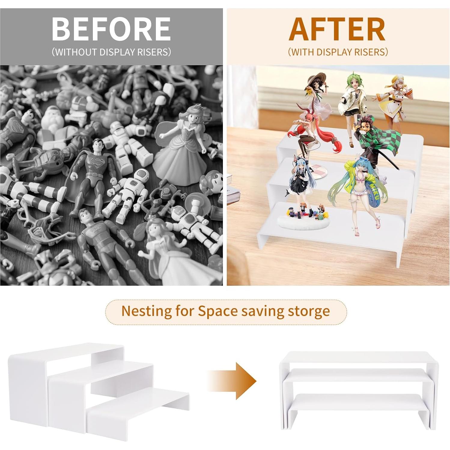 Soporte de Exhibición Acrílico Blanco 2 Niveles 25.4x25.4cm