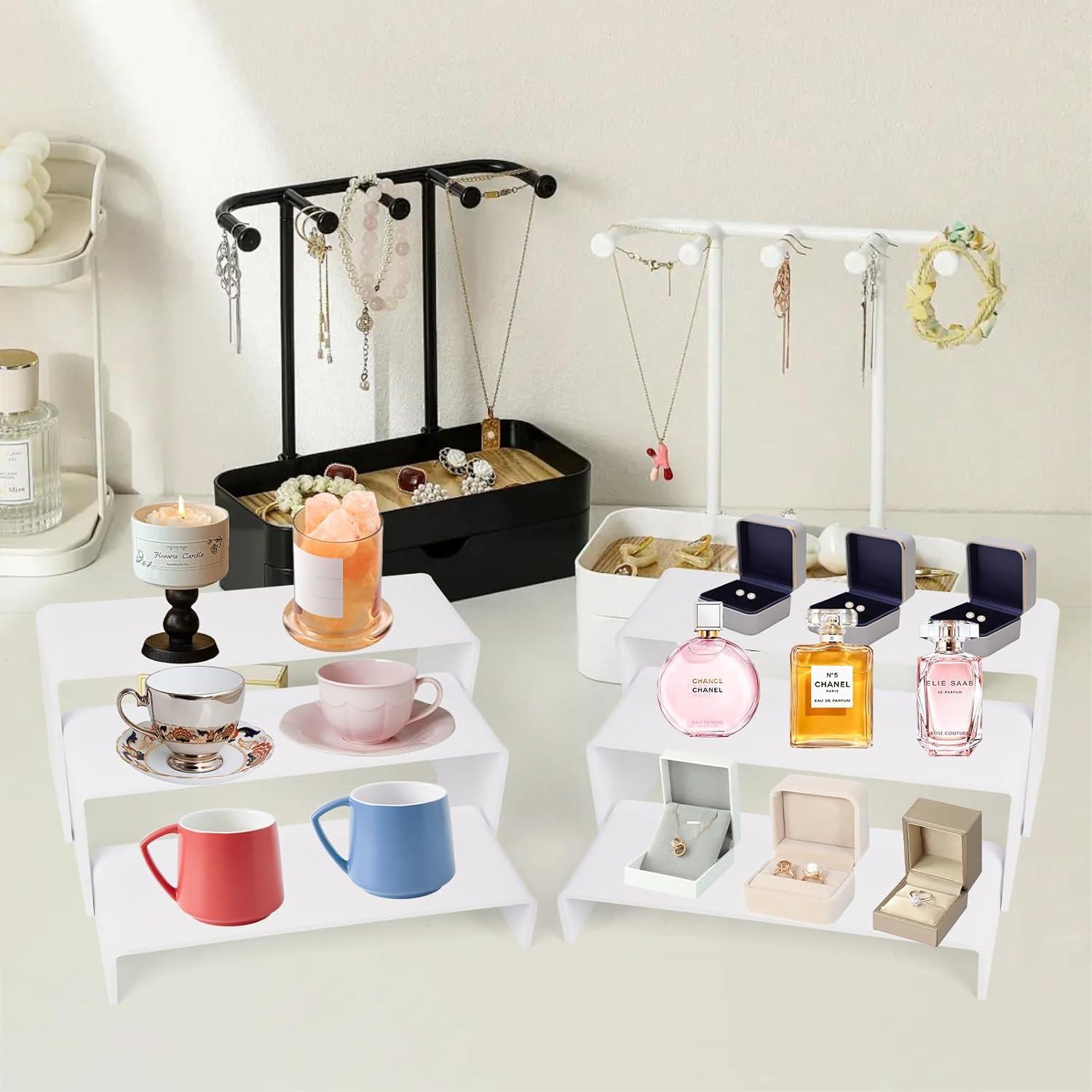 Soporte de Exhibición Acrílico Blanco 2 Niveles 25.4x25.4cm