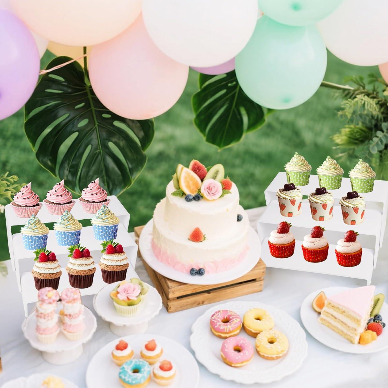 Soporte de Exhibición Acrílico Blanco 2 Niveles 25.4x25.4cm