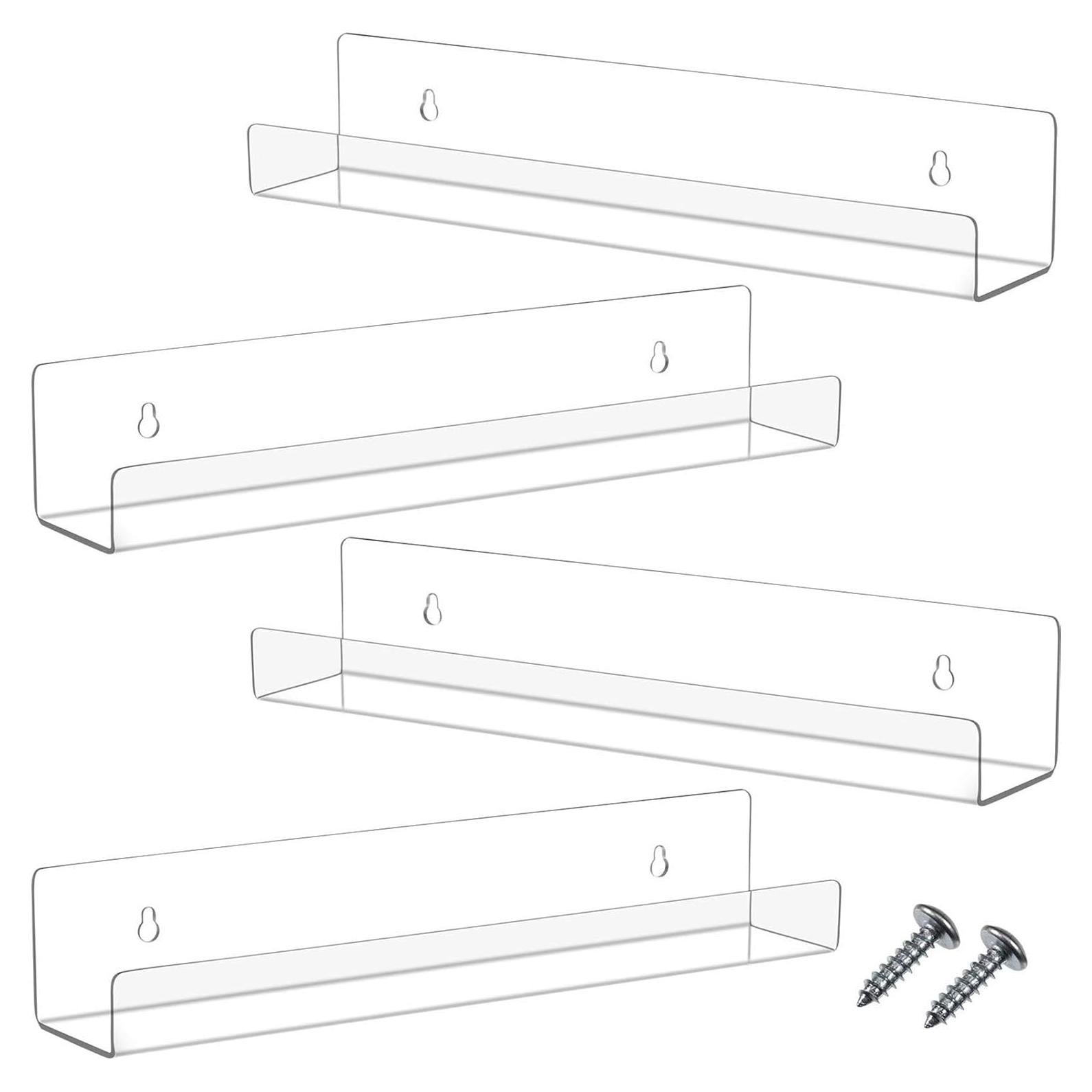 Estante Flotante de Acrílico Blulu 34.69x6.48 cm - 4 Unidades
