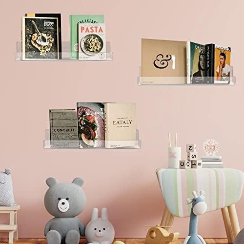 Estante Flotante de Acrílico Blulu 34.69x6.48 cm - 4 Unidades