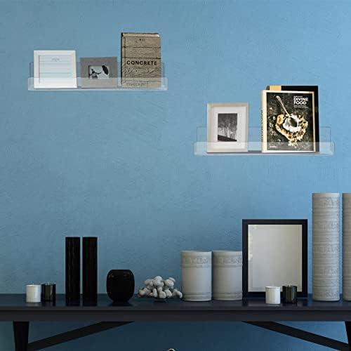 Estante Flotante de Acrílico Blulu 34.69x6.48 cm - 4 Unidades
