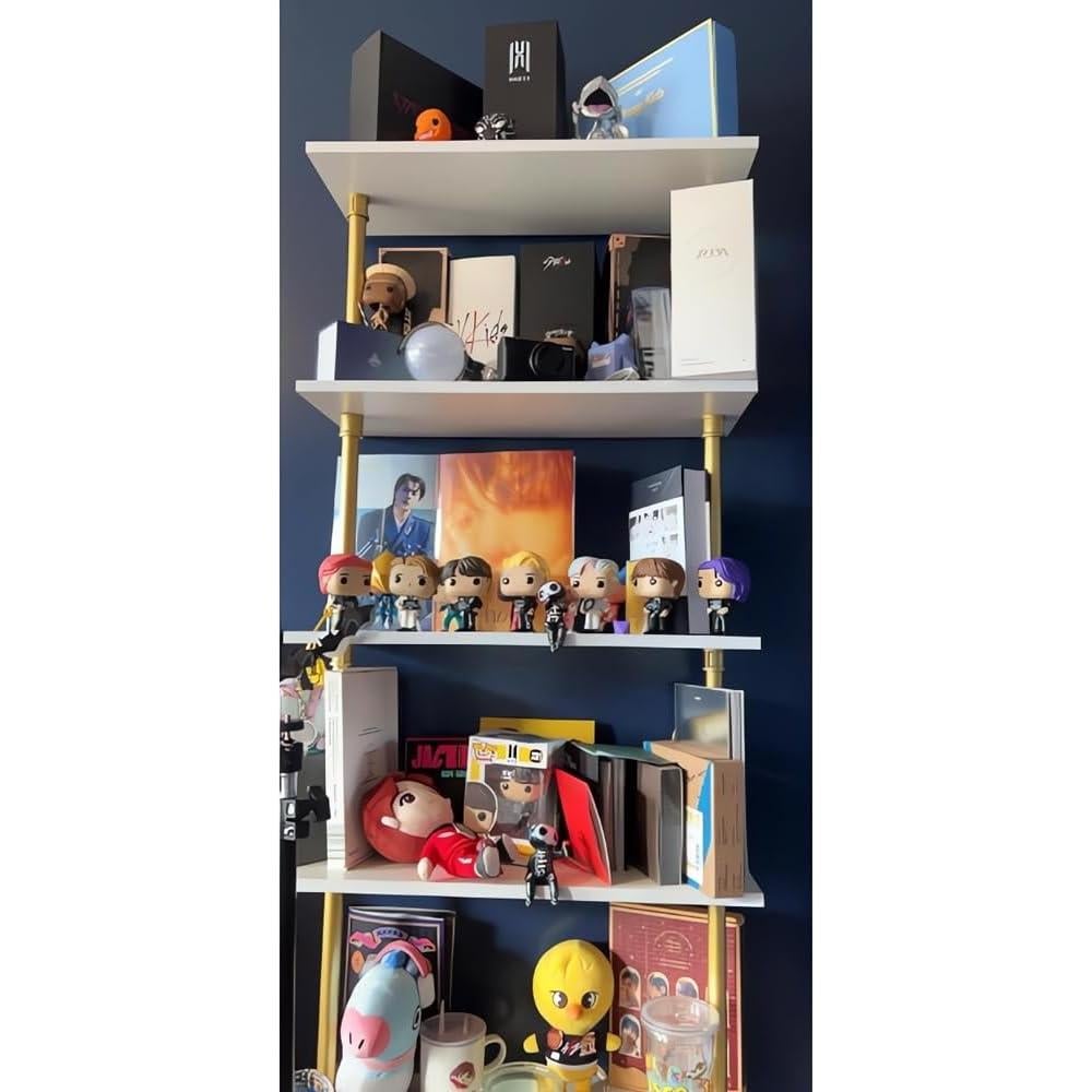 Estantería de Pared HEONITURE 5 Niveles Blanca y Oro