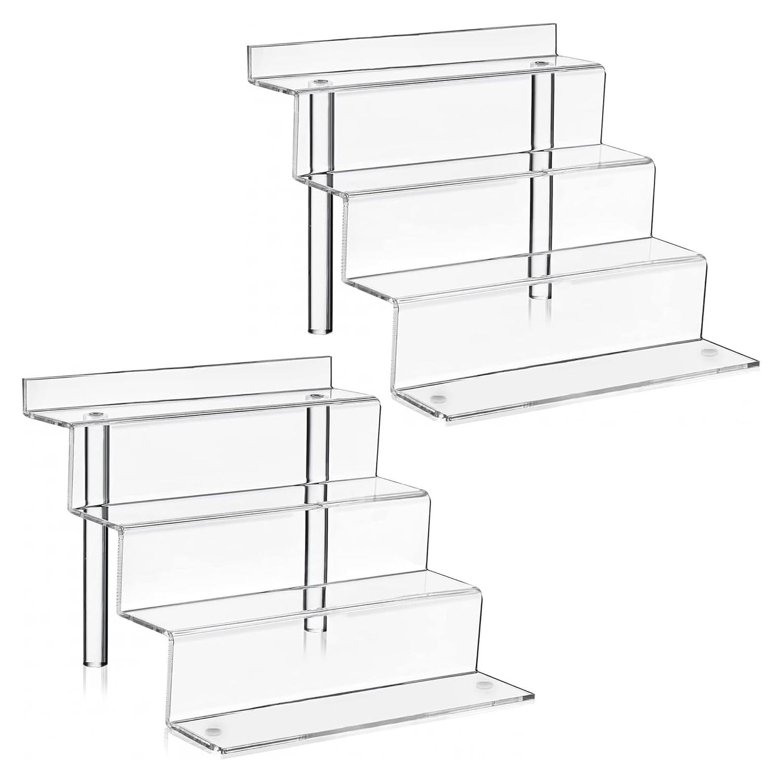 Paquete de 2 Soportes de Exhibición Acrílico 4 Niveles 30.48 cm