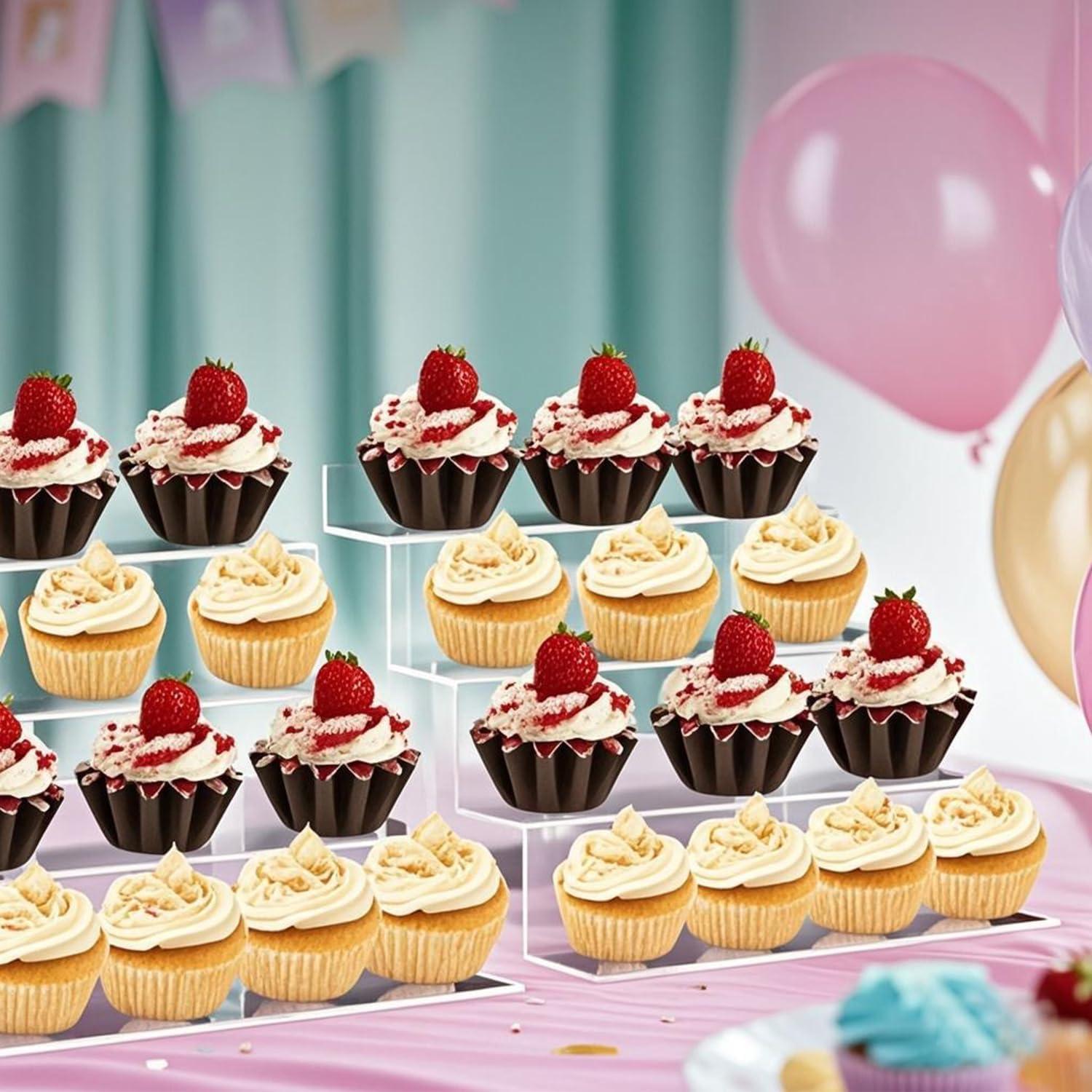 Paquete de 2 Soportes de Exhibición Acrílico 4 Niveles 30.48 cm