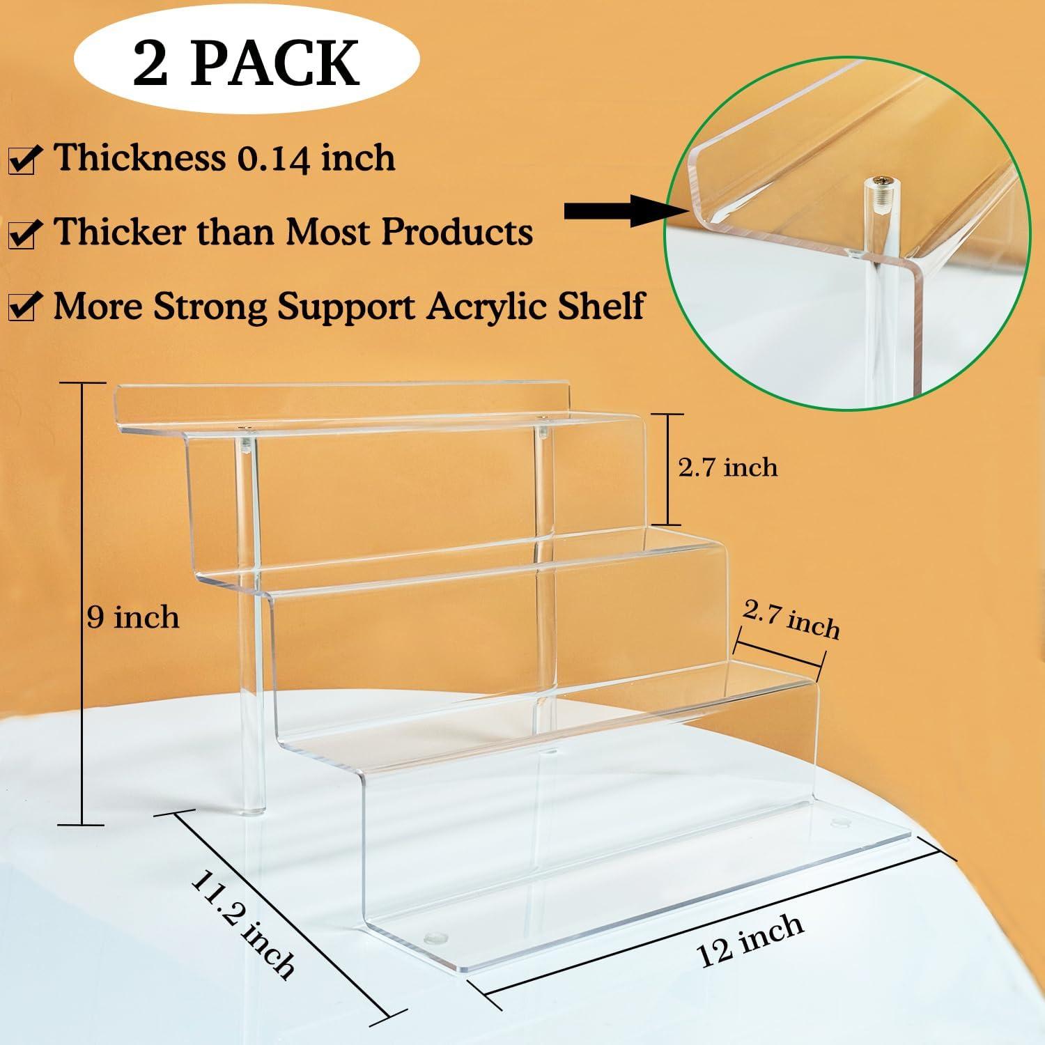 Paquete de 2 Soportes de Exhibición Acrílico 4 Niveles 30.48 cm