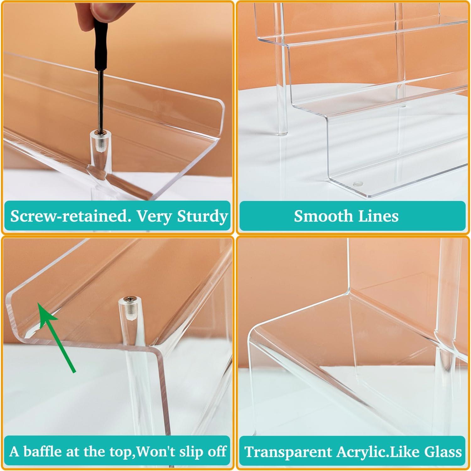 Paquete de 2 Soportes de Exhibición Acrílico 4 Niveles 30.48 cm