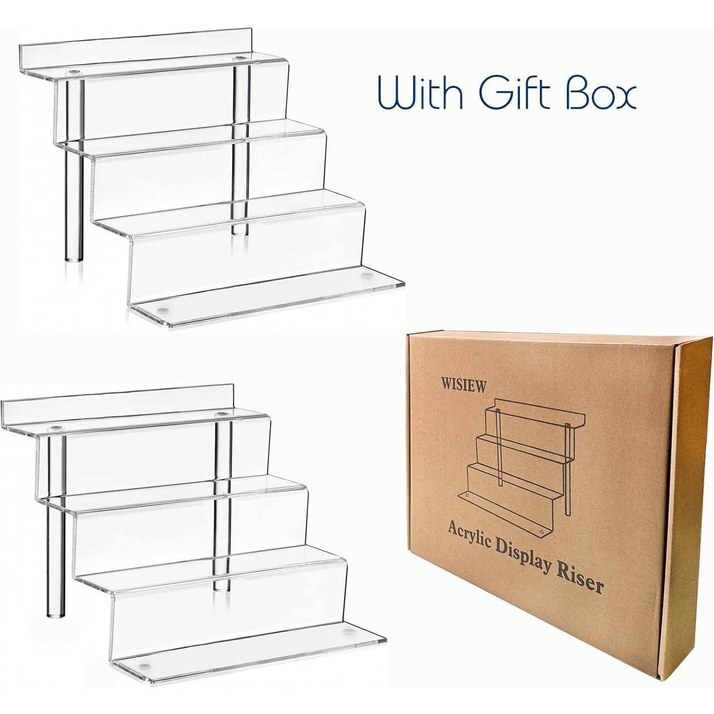 Paquete de 2 Soportes de Exhibición Acrílico 4 Niveles 30.48 cm