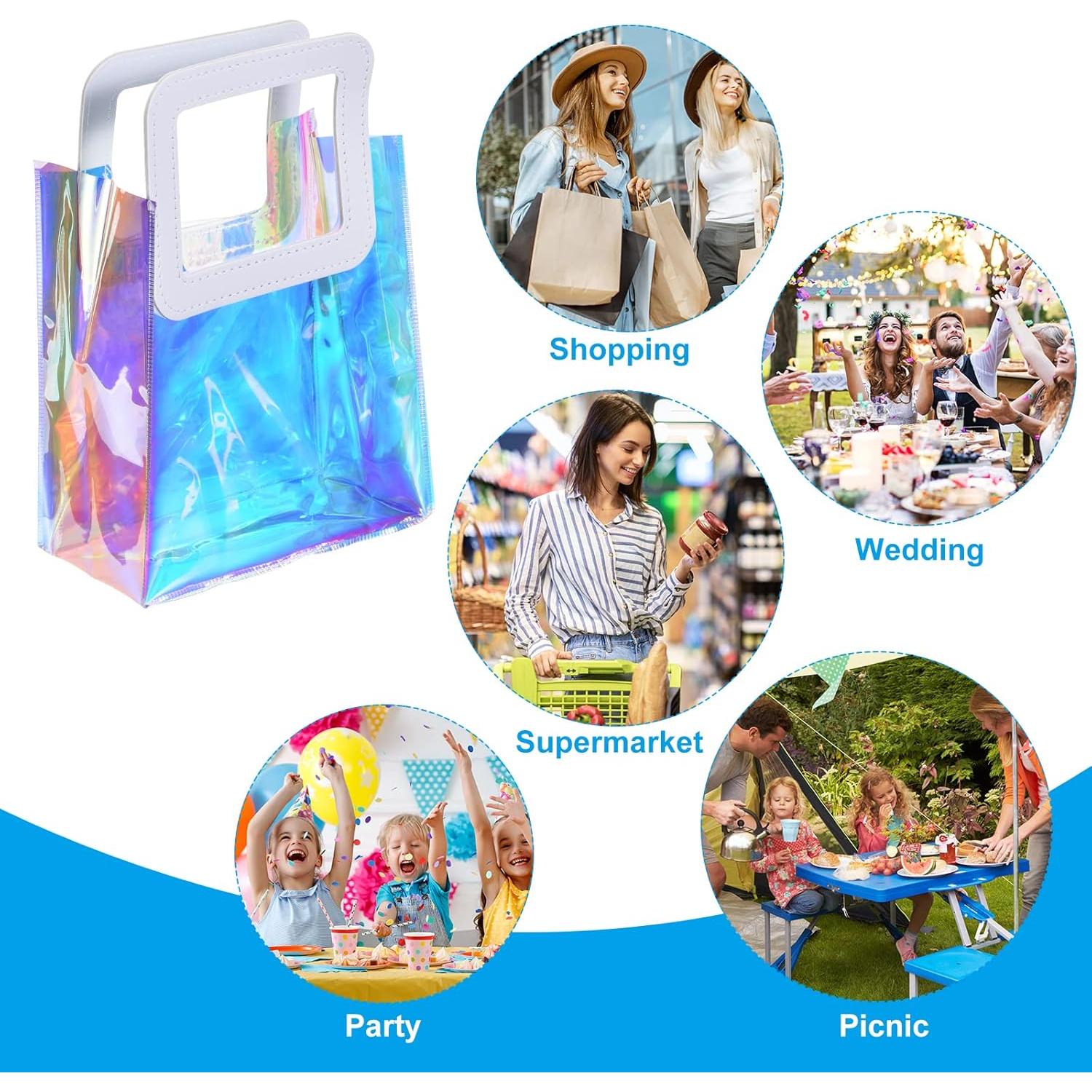 PATIKIL Paquete de 20 Bolsas de Regalo Holográficas 18x10x20 cm