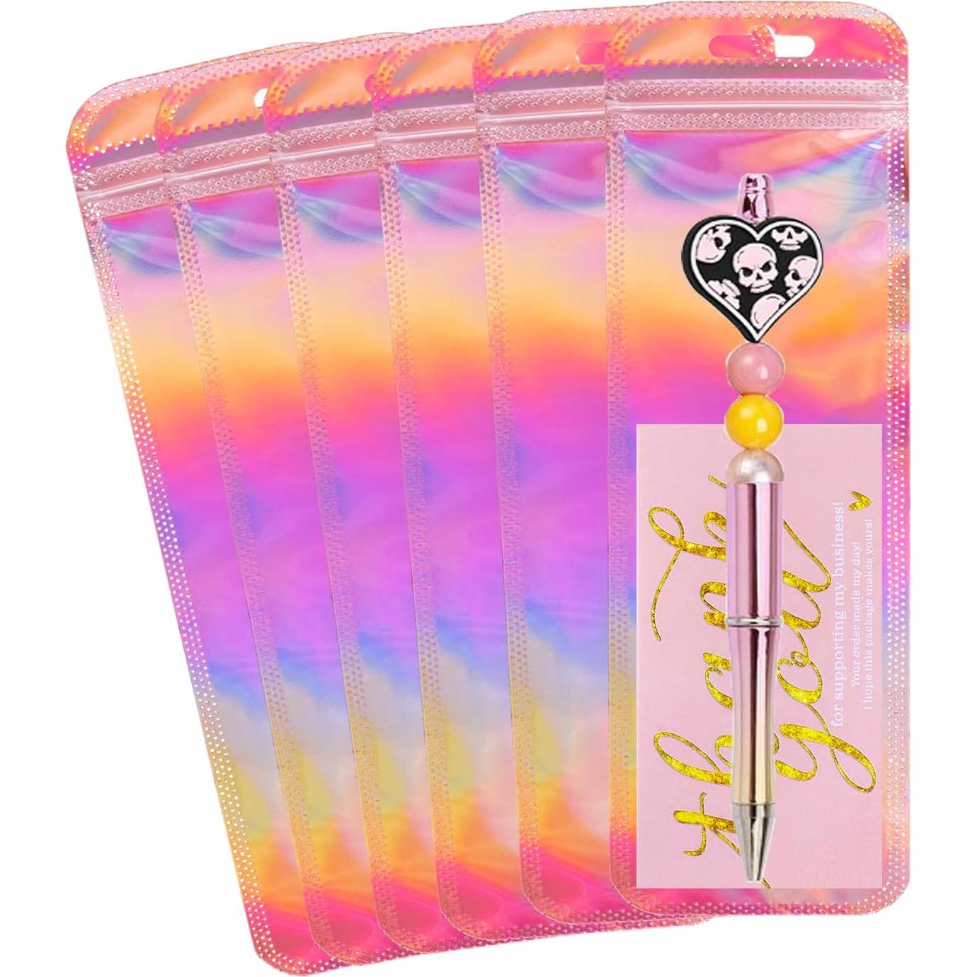 200 Pcs Bolsas Holográficas Reutilizables + Tarjetas Agradecimiento