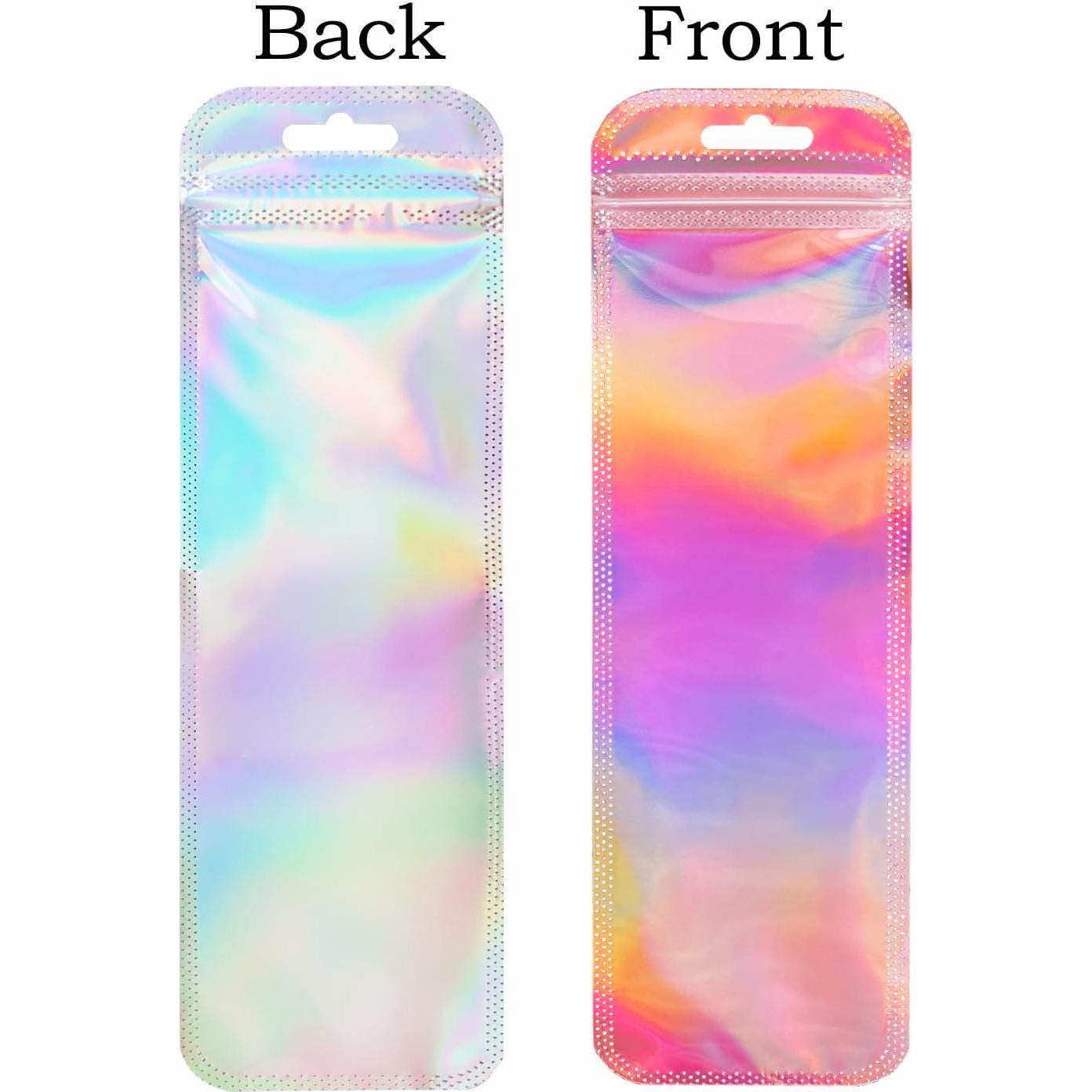 200 Pcs Bolsas Holográficas Reutilizables + Tarjetas Agradecimiento