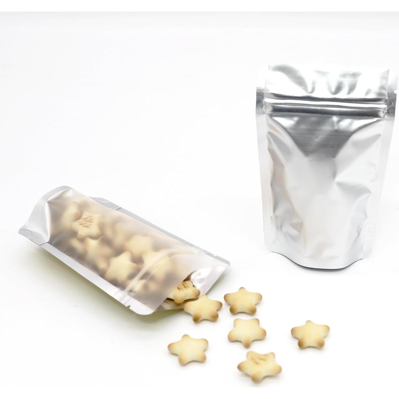 Bolsas Reutilizables 4CP 10.16x15.24 cm con Ventana Plateadas