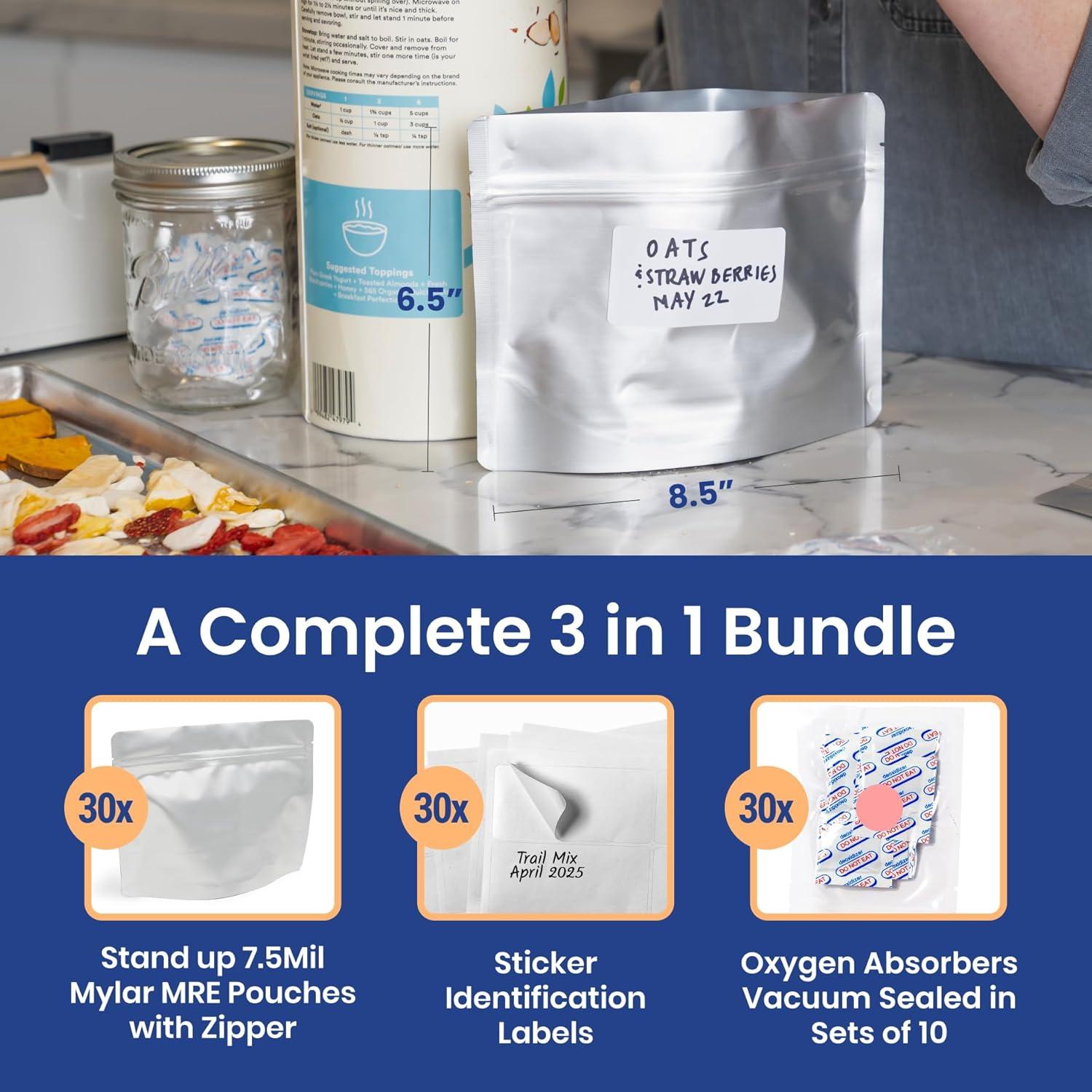 Bolsas Mylar Wallaby 30 Paquetes 0.4L con Absorbentes de Oxígeno