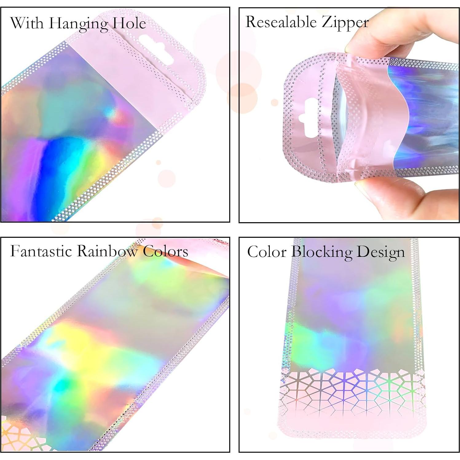 100 Bolsas Holográficas Reutilizables BOBECI 7x22 cm Ziplock