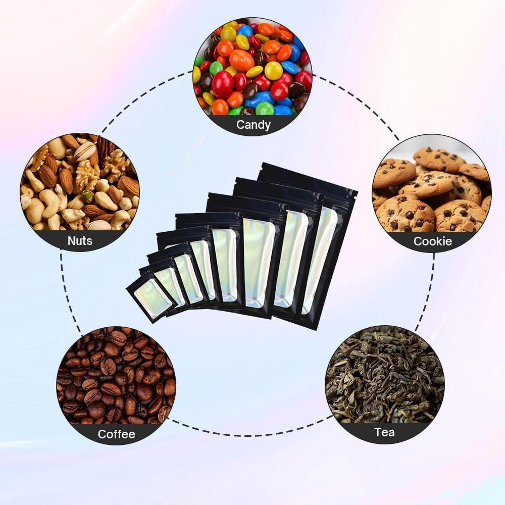 Bolsas Holográficas Mylar 4CP 10x15 cm 100 Pcs a Prueba de Olores