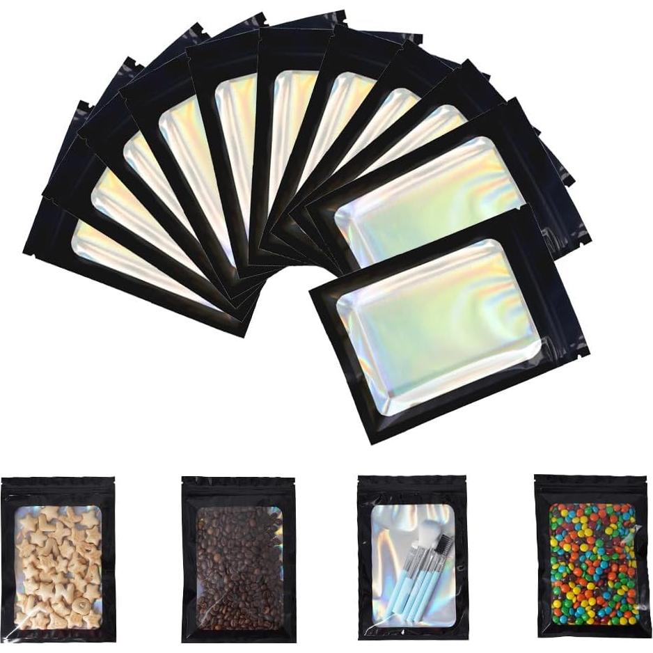Bolsas Holográficas Mylar 4CP 10x15 cm 100 Pcs a Prueba de Olores