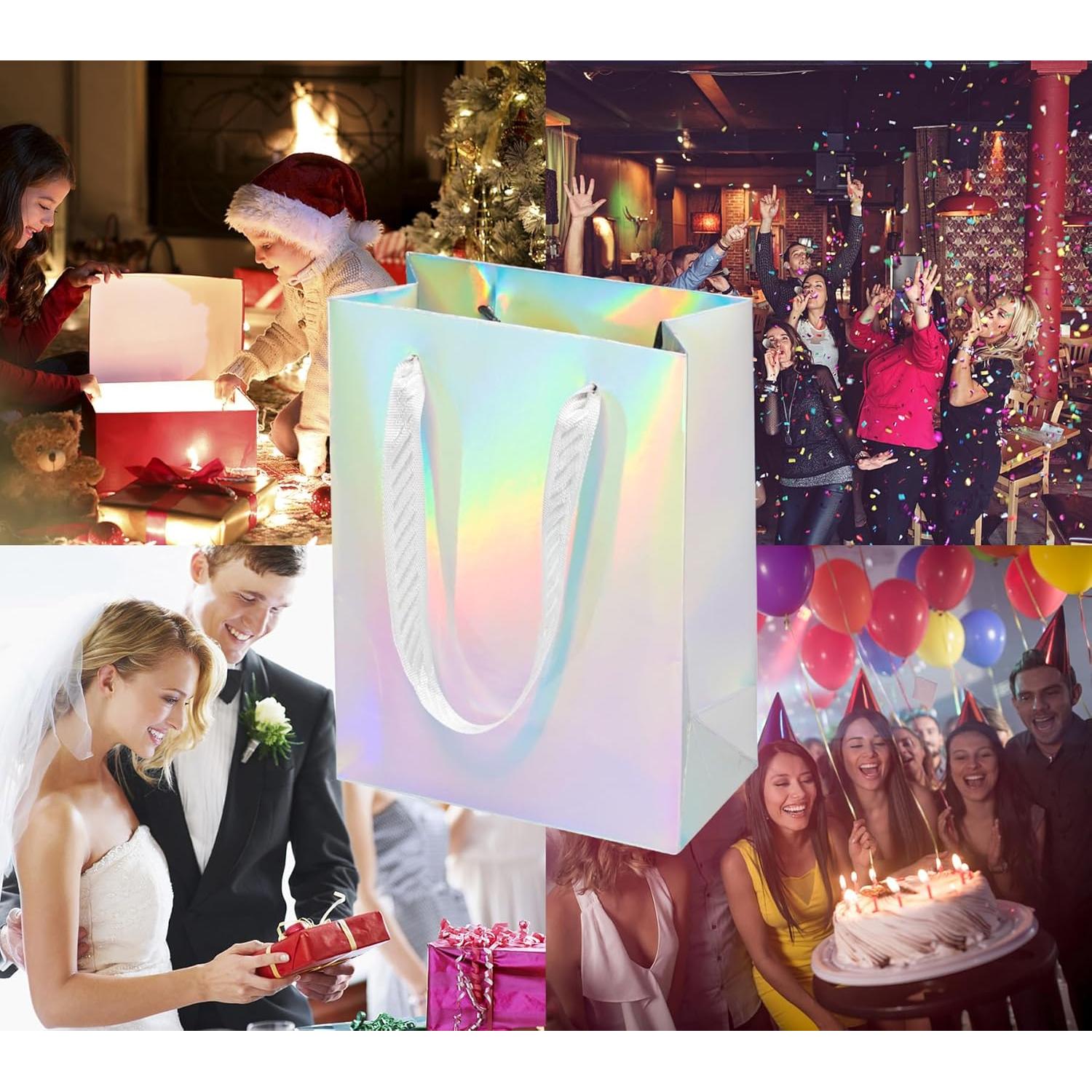 Paquete de 6 Bolsas de Regalo Iridiscentes UnicoPak 15.2x8.1x20.3 cm