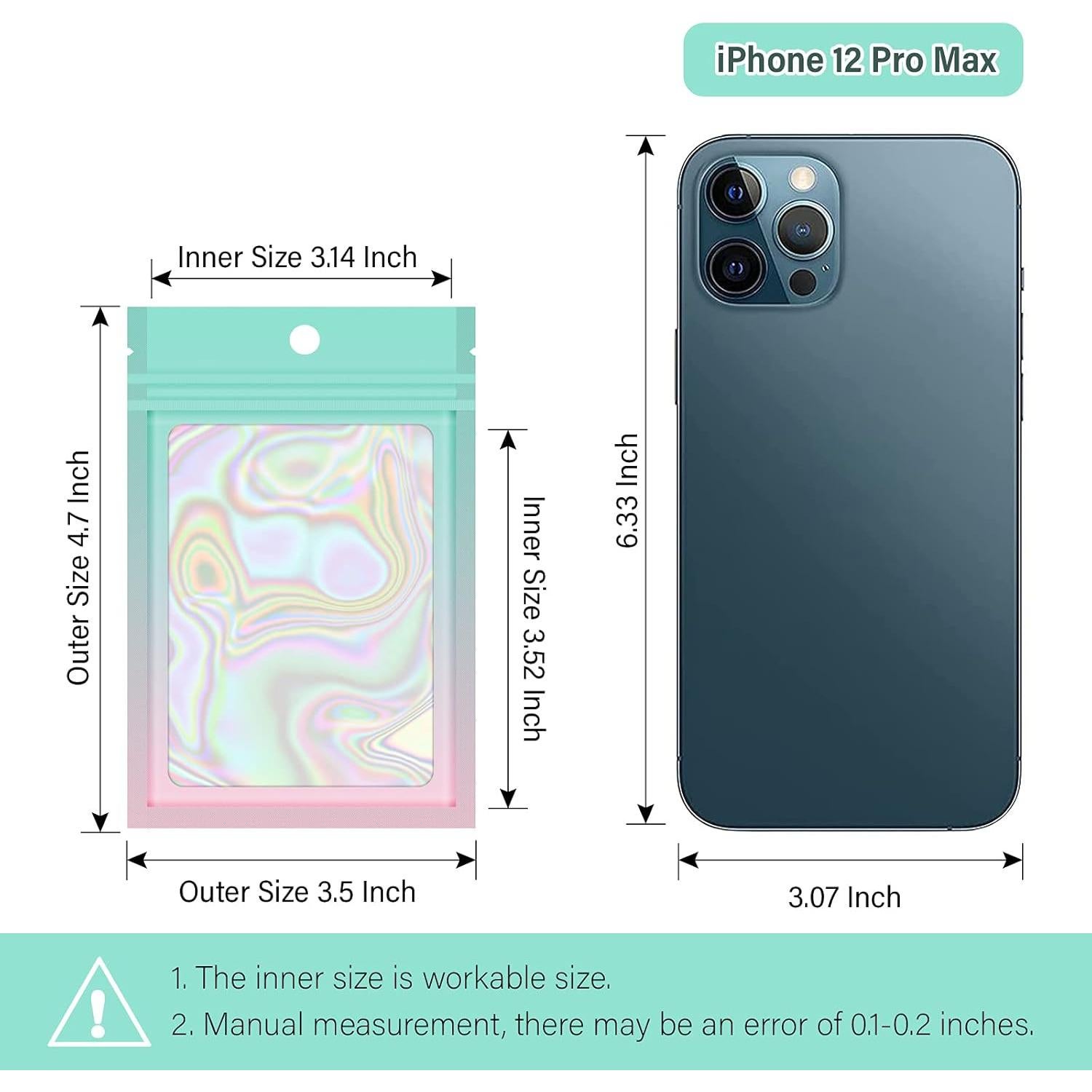 100 Bolsas Mylar Holográficas VEEMOS 8.9x11.9 cm Reutilizables