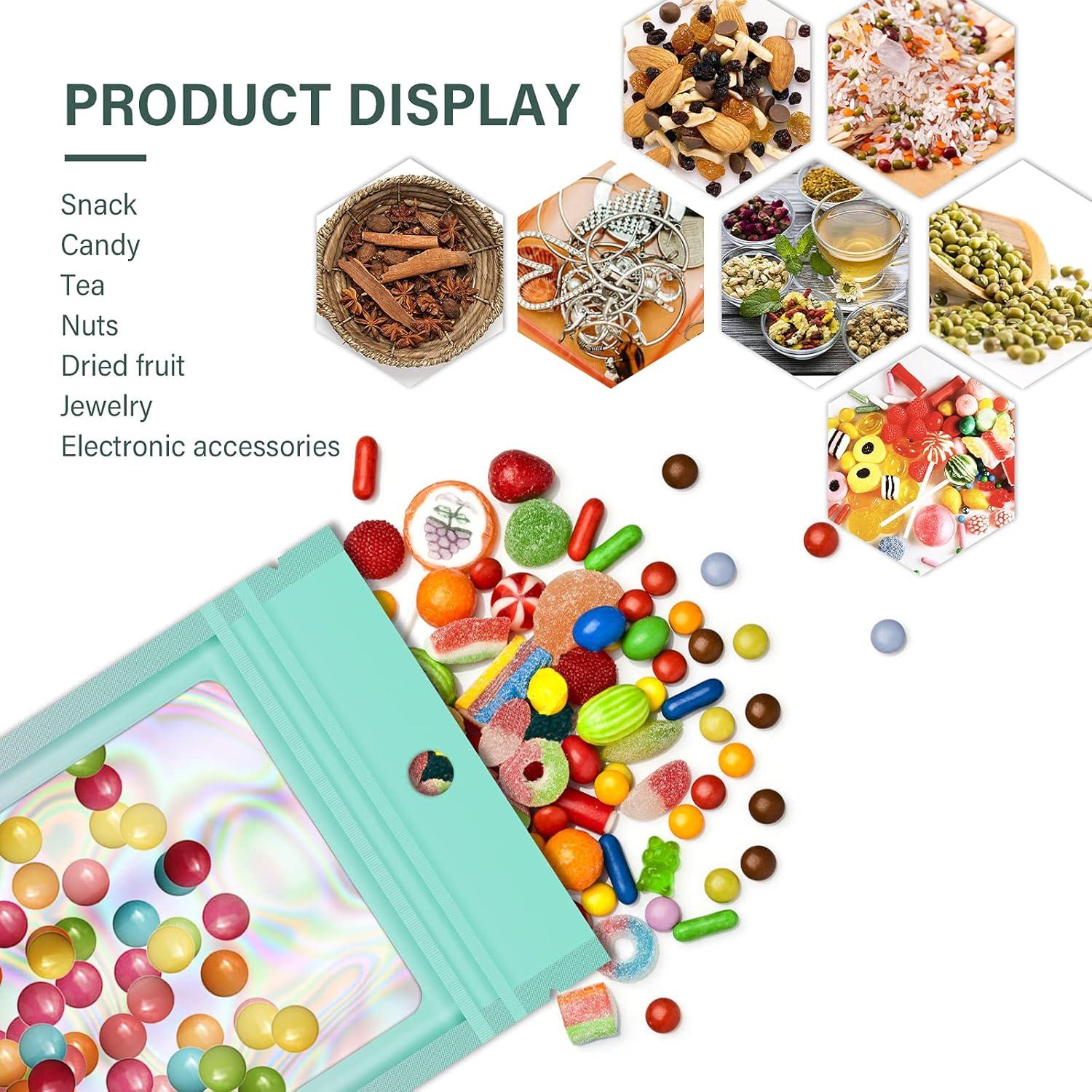 100 Bolsas Mylar Holográficas VEEMOS 8.9x11.9 cm Reutilizables