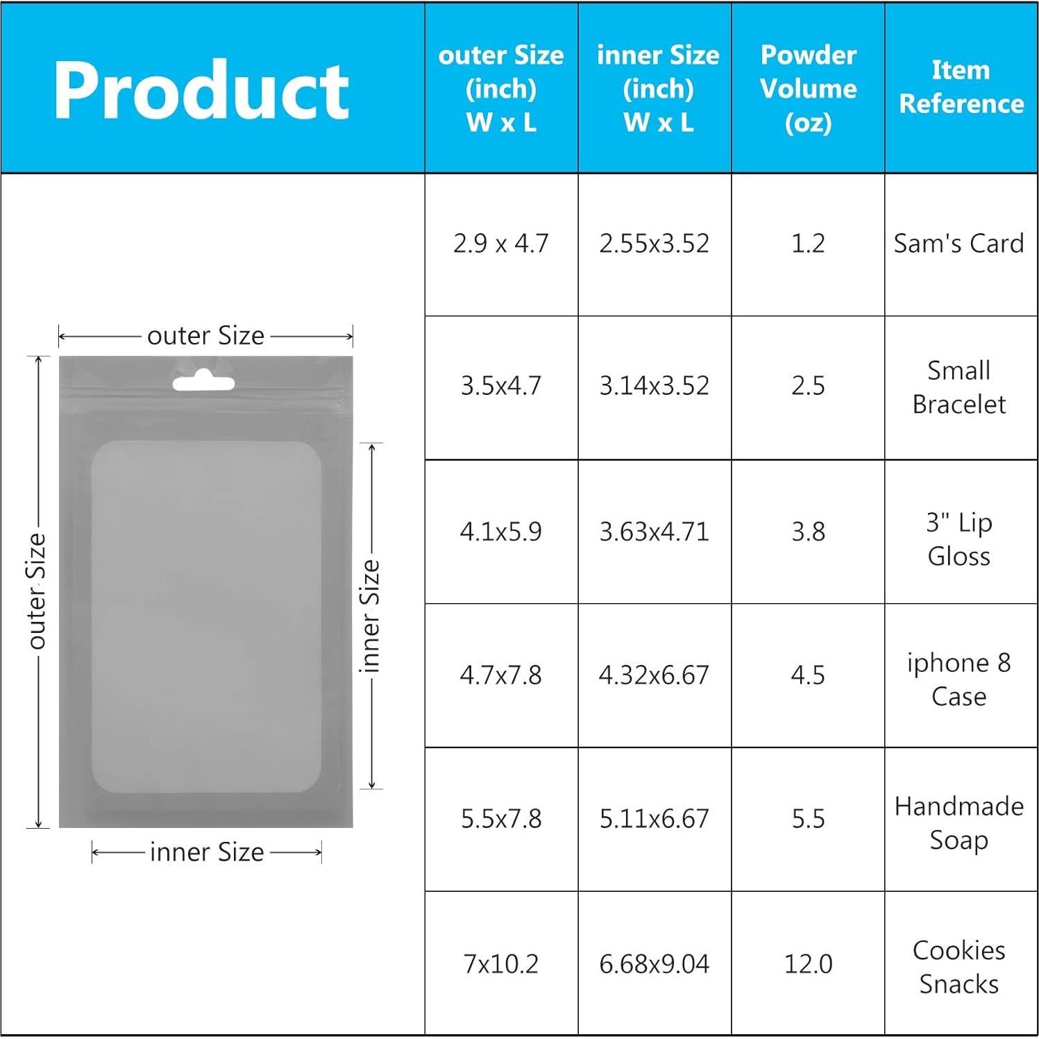 100 Bolsas Mylar Holográficas VEEMOS 8.9x11.9 cm Reutilizables