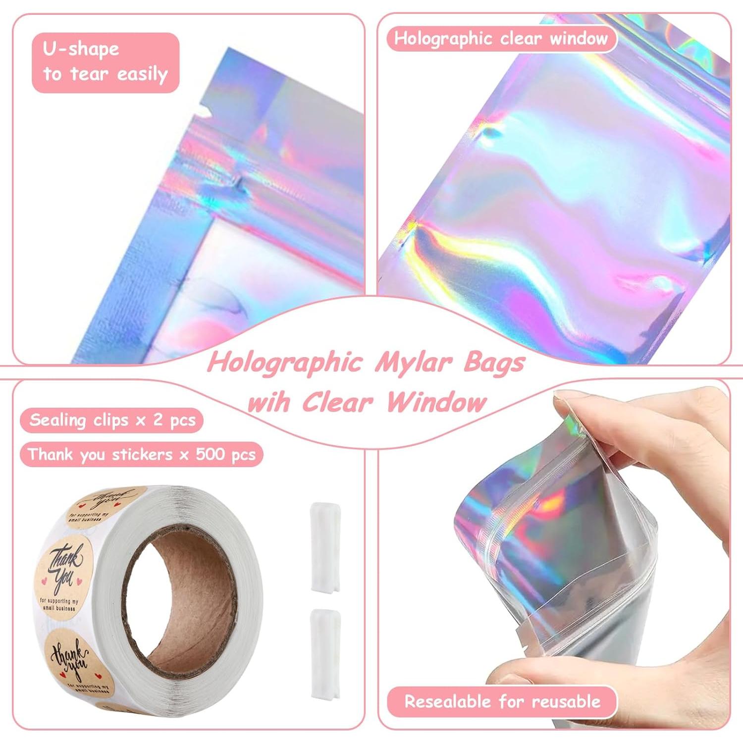 200 Bolsas Mylar Holográficas 10x15 cm Resellables Lucpur
