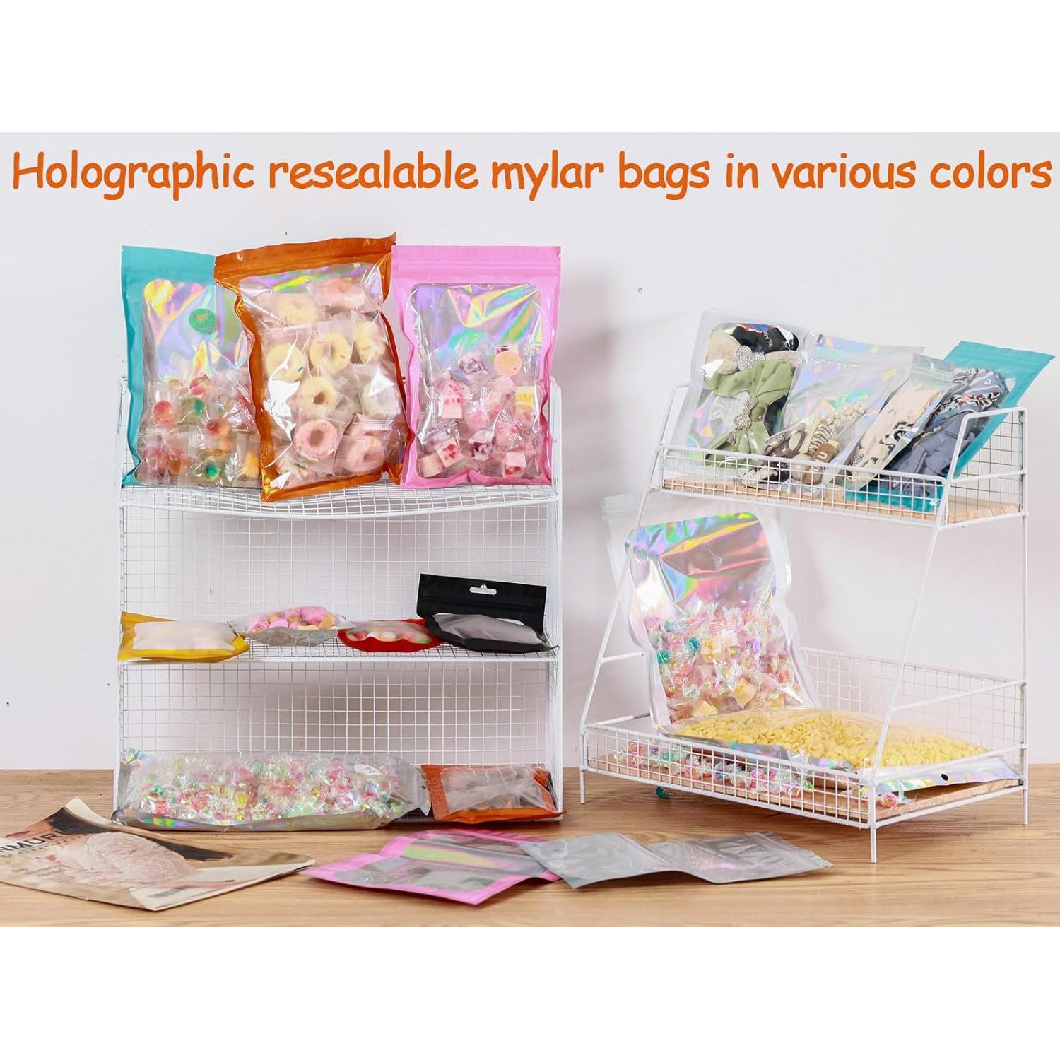 200 Bolsas Mylar Holográficas 10x15 cm Resellables Lucpur