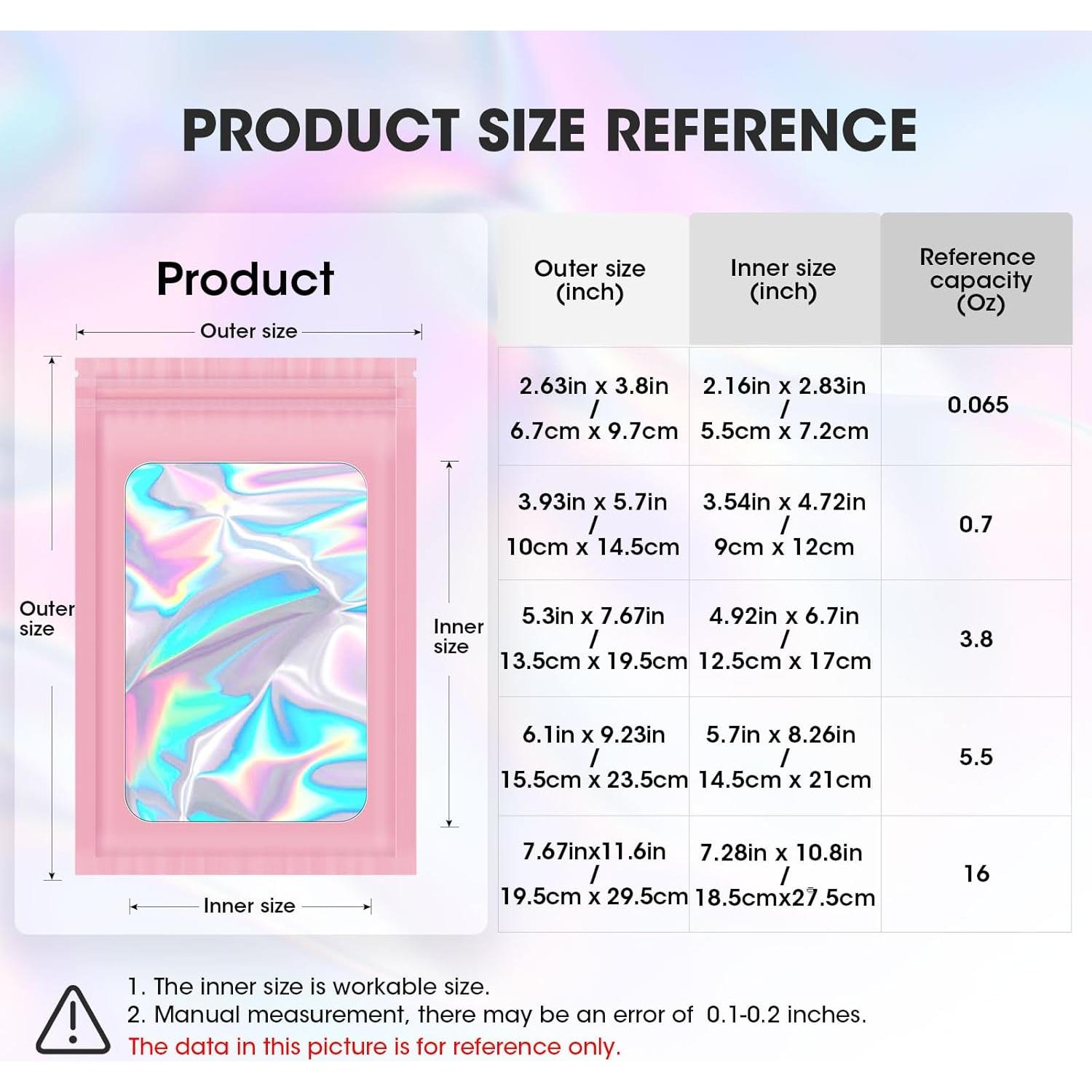 120 Bolsas Mylar Reutilizables Olores ODDIER 13.5x19.5cm Rosa