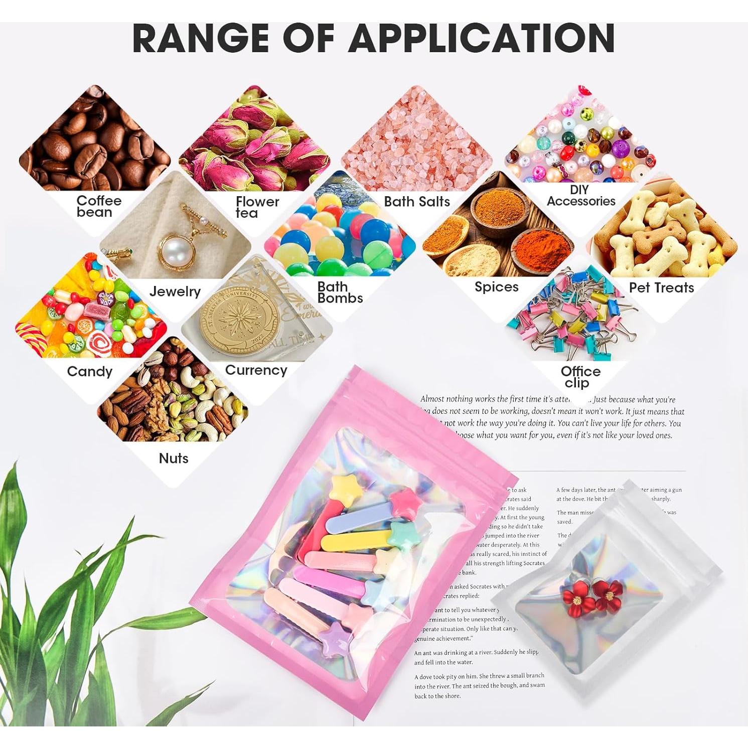 120 Bolsas Mylar Reutilizables Olores ODDIER 13.5x19.5cm Rosa