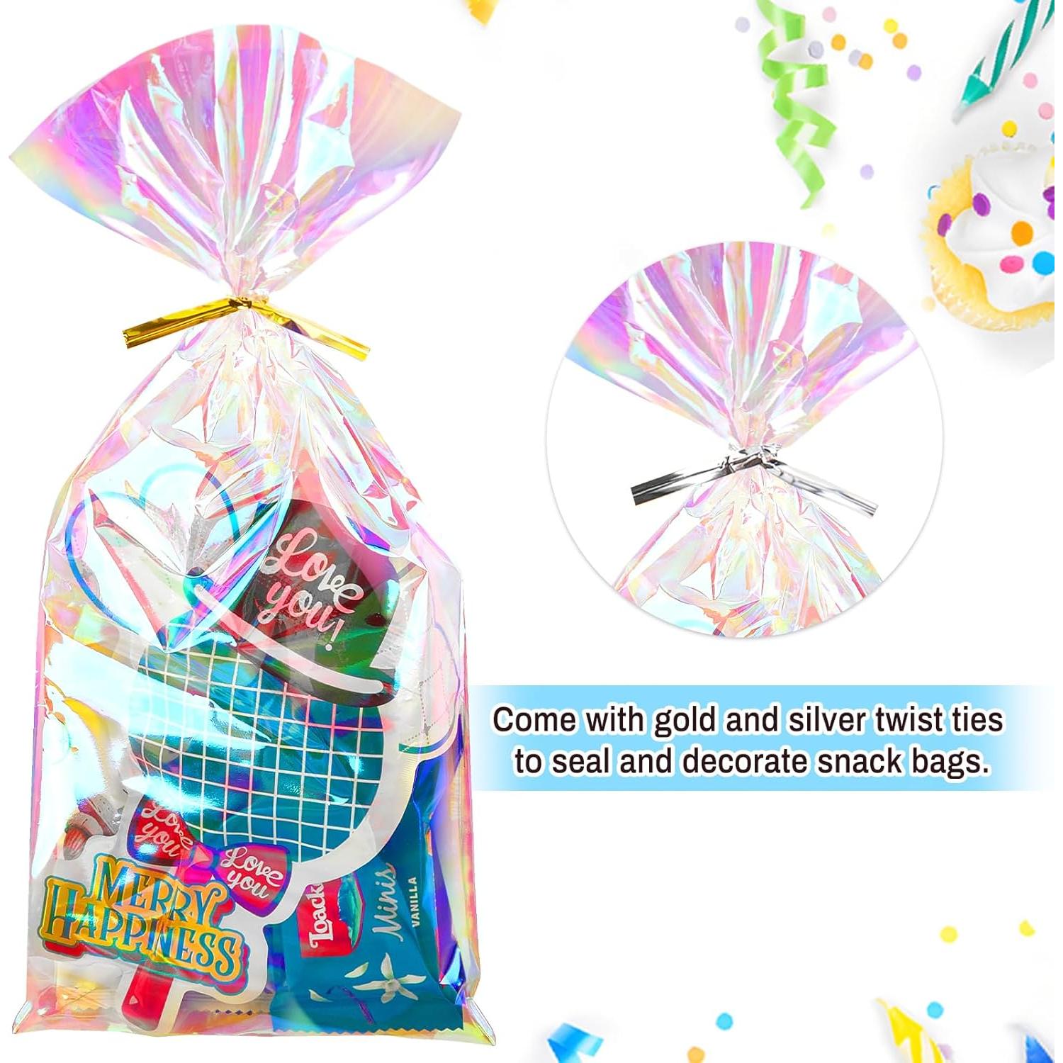 Bolsas de Celofán Iridiscentes Ohuimrt 100 PCS 10x24 cm y 12x28 cm