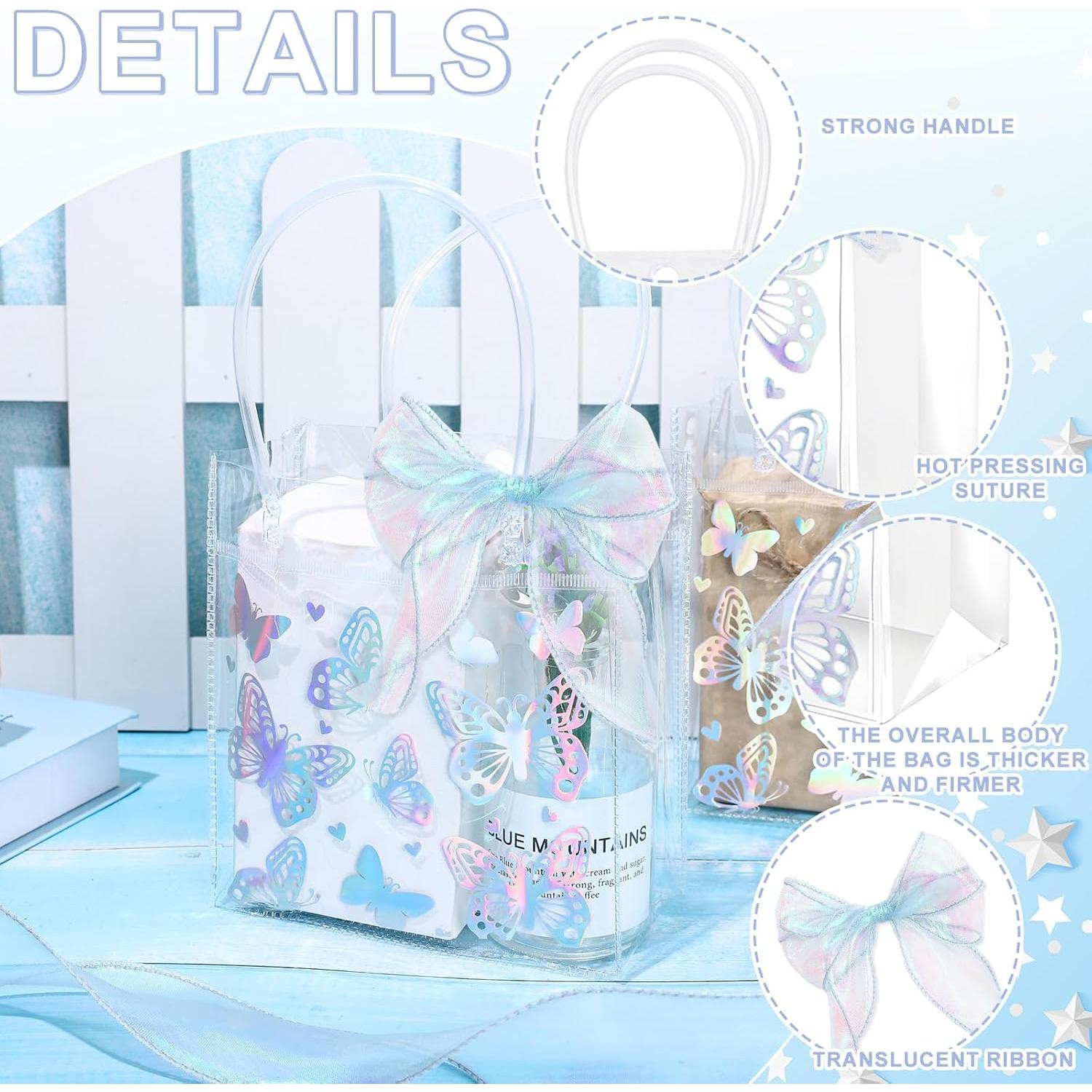 24 Bolsas de Regalo Transparentes Holográficas FYSUIMU