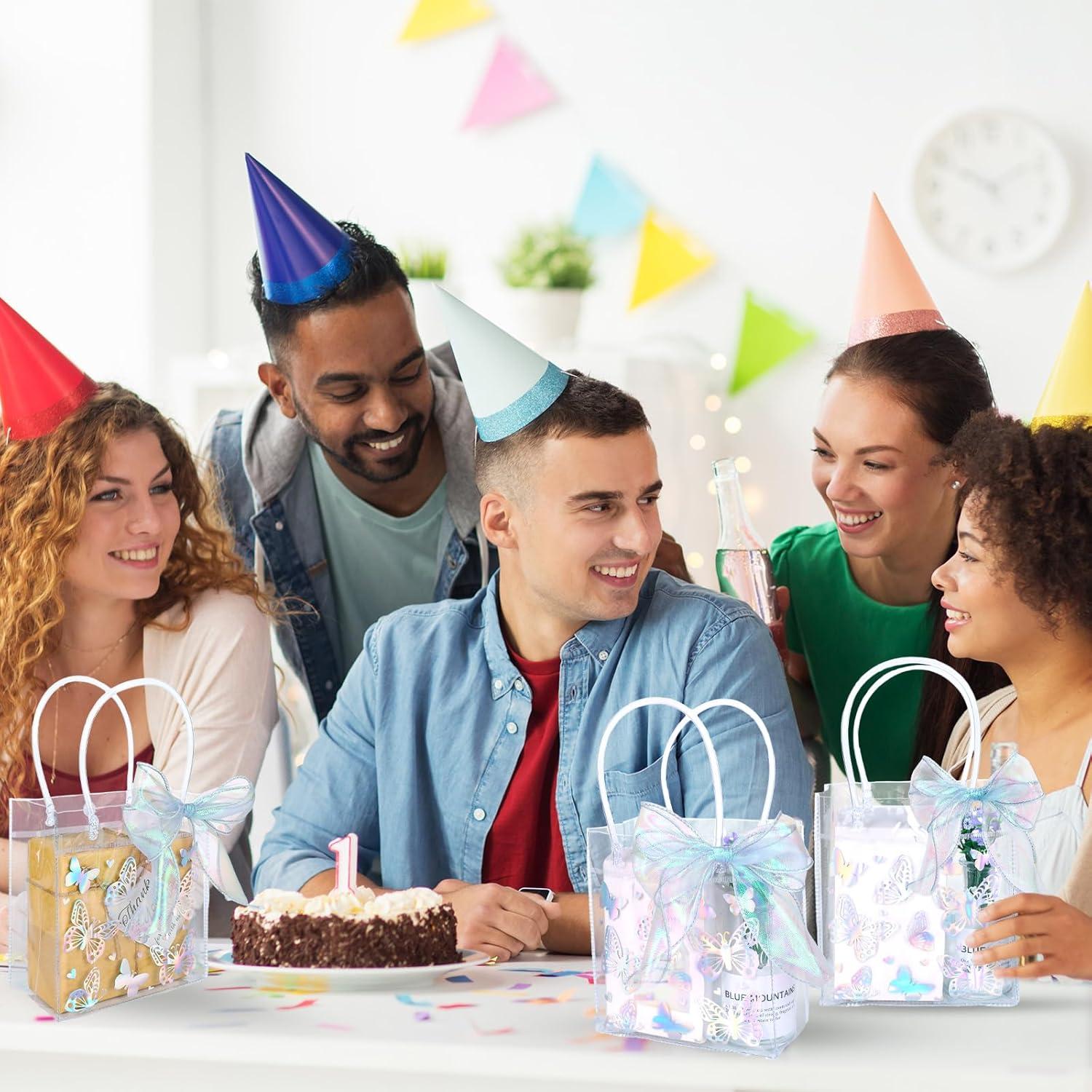 24 Bolsas de Regalo Transparentes Holográficas FYSUIMU