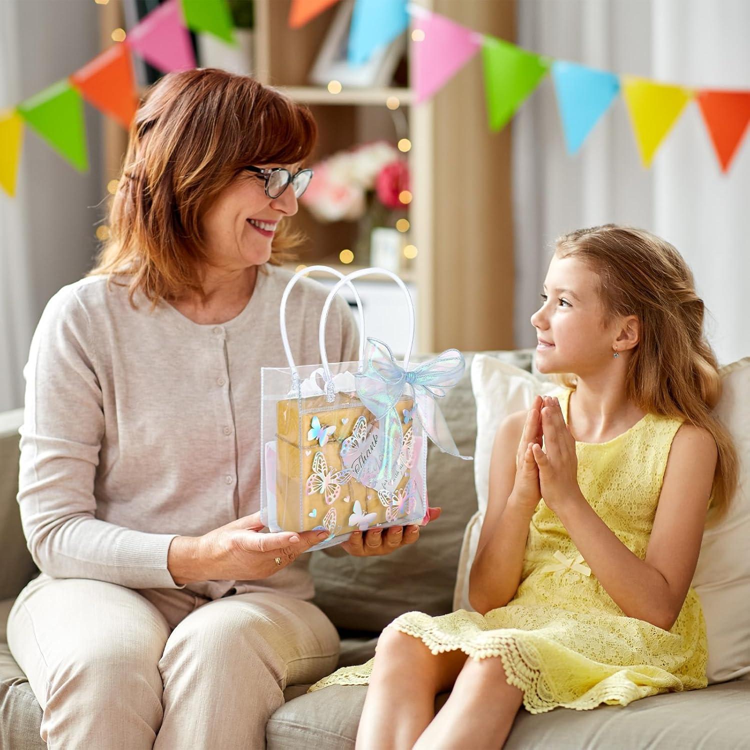 24 Bolsas de Regalo Transparentes Holográficas FYSUIMU