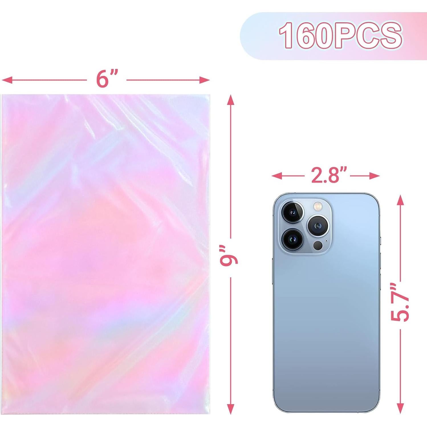 160 Bolsas de Celofán Iridiscentes 15.24x22.86 cm Aubeco