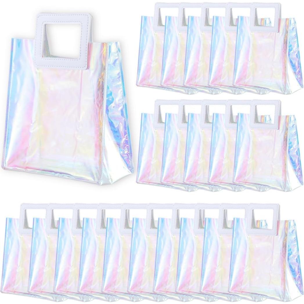 20 Bolsas Tote Holográficas Lnrueg Transparentes 17.8x10.2x21.1cm