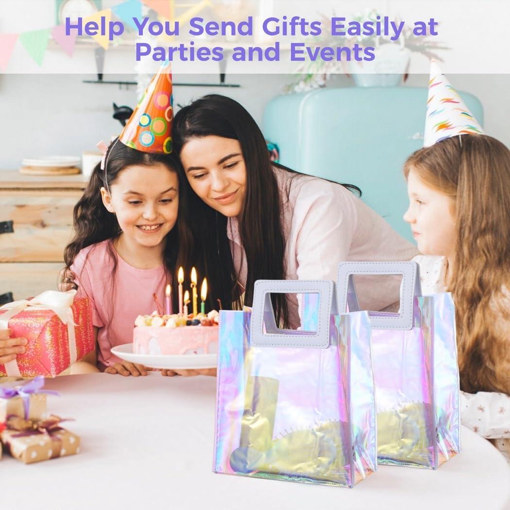 20 Bolsas Tote Holográficas Lnrueg Transparentes 17.8x10.2x21.1cm