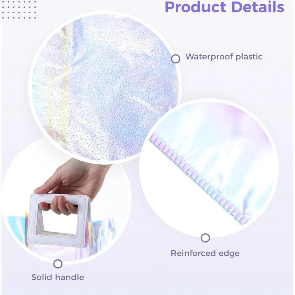 20 Bolsas Tote Holográficas Lnrueg Transparentes 17.8x10.2x21.1cm