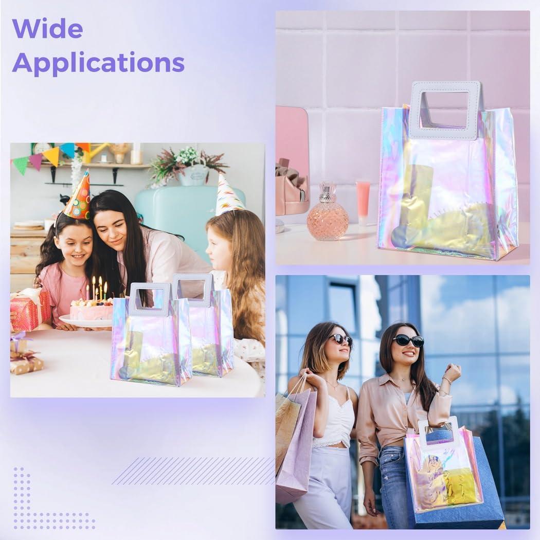 20 Bolsas Tote Holográficas Lnrueg Transparentes 17.8x10.2x21.1cm