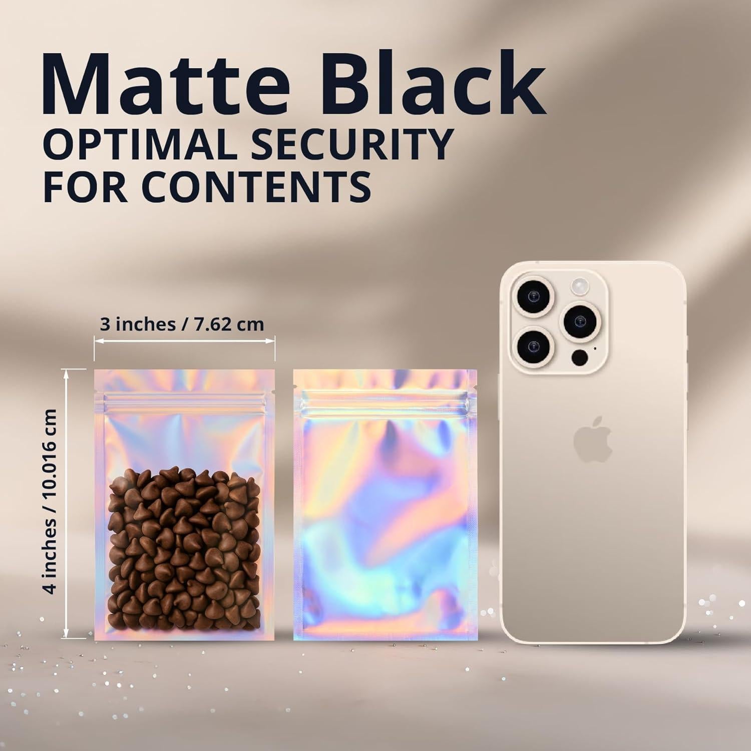 Bolsas Reutilizables Mylar Holográficas COLSEN 3x10cm 100 Paquete