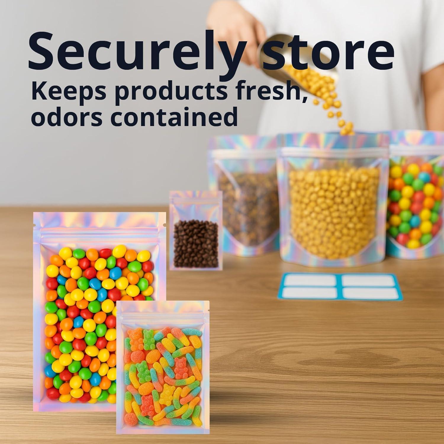 Bolsas Reutilizables Mylar Holográficas COLSEN 3x10cm 100 Paquete