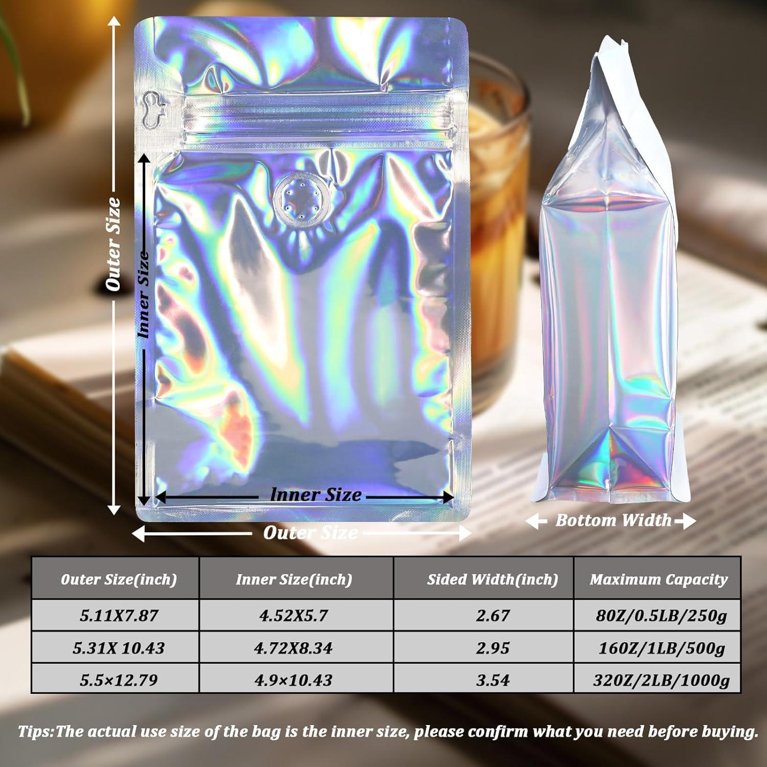 50 Bolsas de Café Resellables Mstar Pack 227g Holográficas